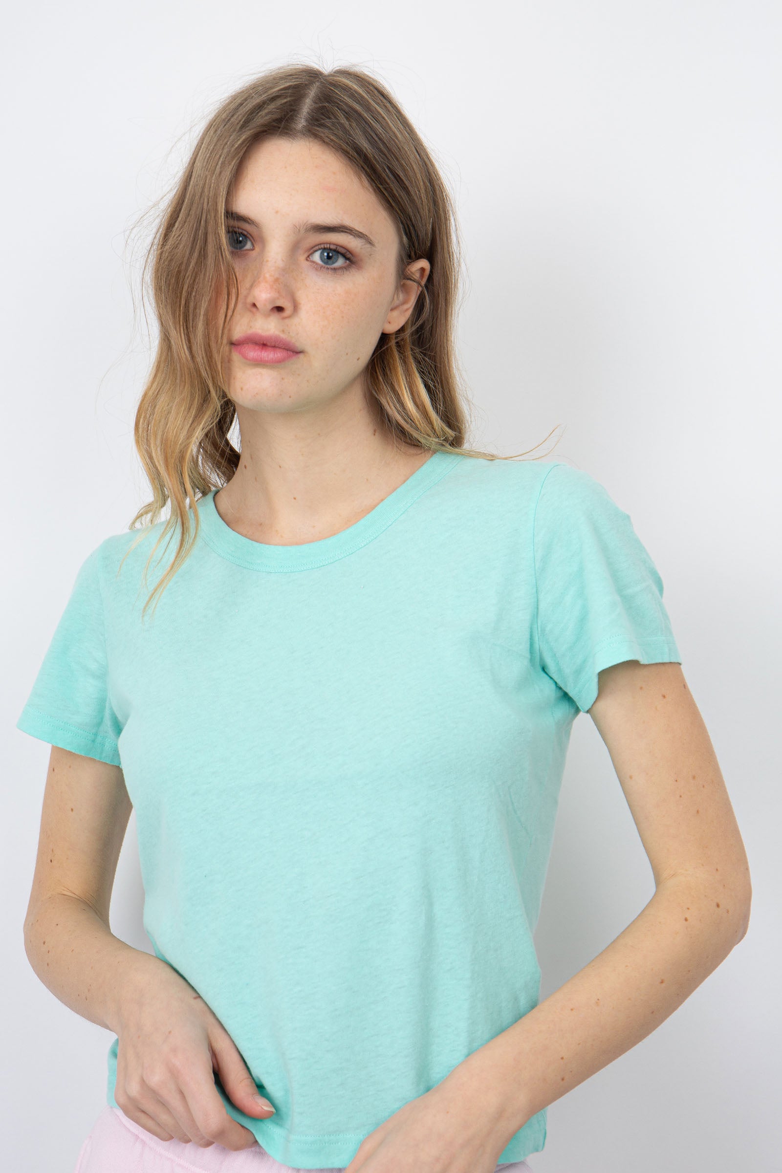 American Vintage T-Shirt Gamipy Cotton Aqua Green - 1