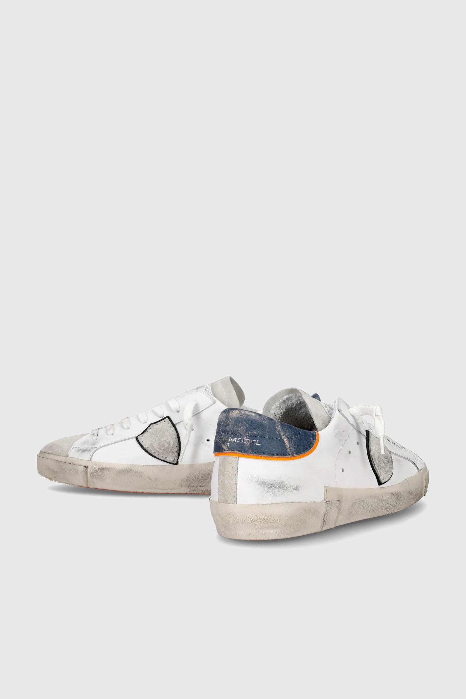 Philippe Model PRSX Vintage Veal Leather Sneakers White/Blue - 4