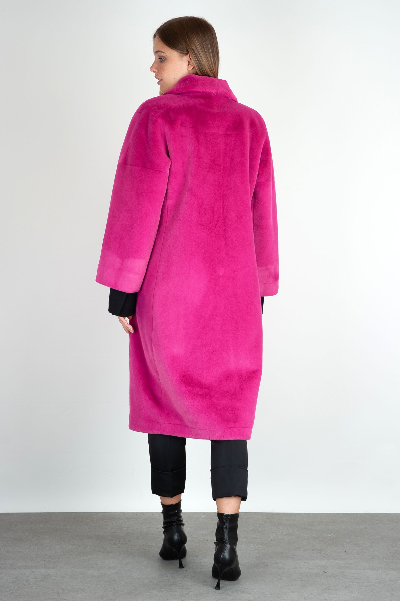 RRD Cappotto Eco Fur Kimono Coat in Sintetico Viola - 4