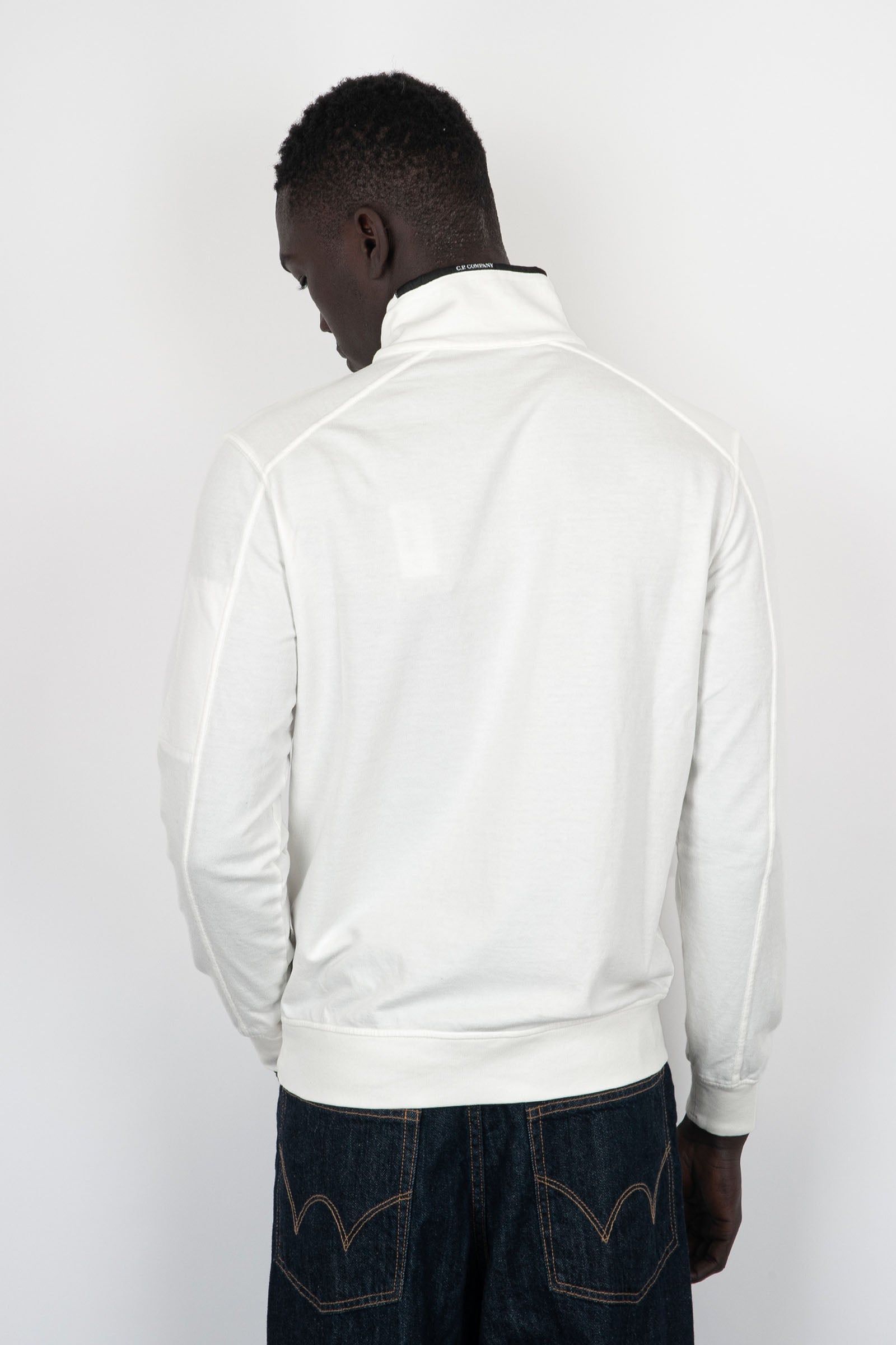 C.P. Company Sweatshirt Light Fleece Zipped White Cotton - 4