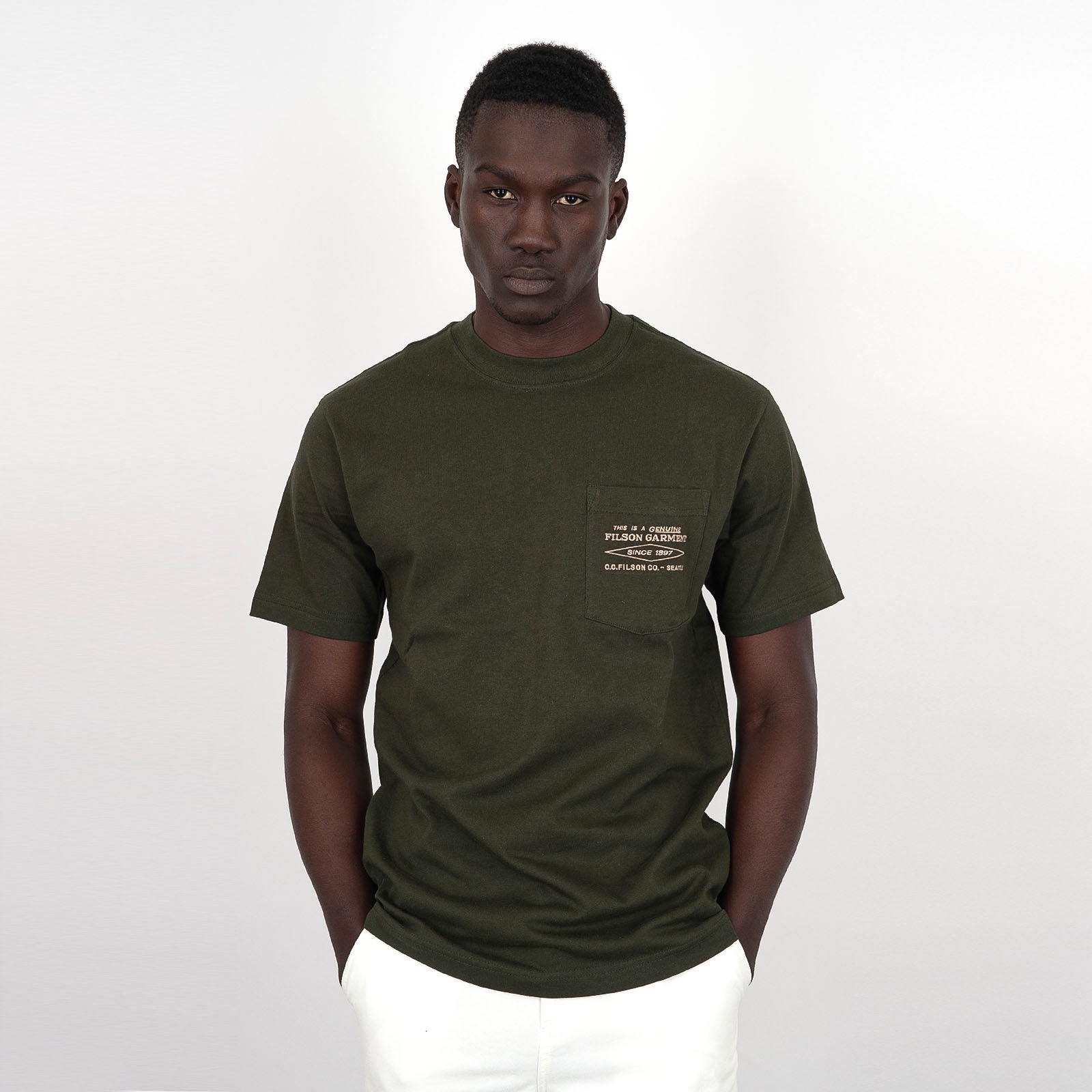 Filson T-shirt Embroidered Pocket Cotone Verde Scuro - 6