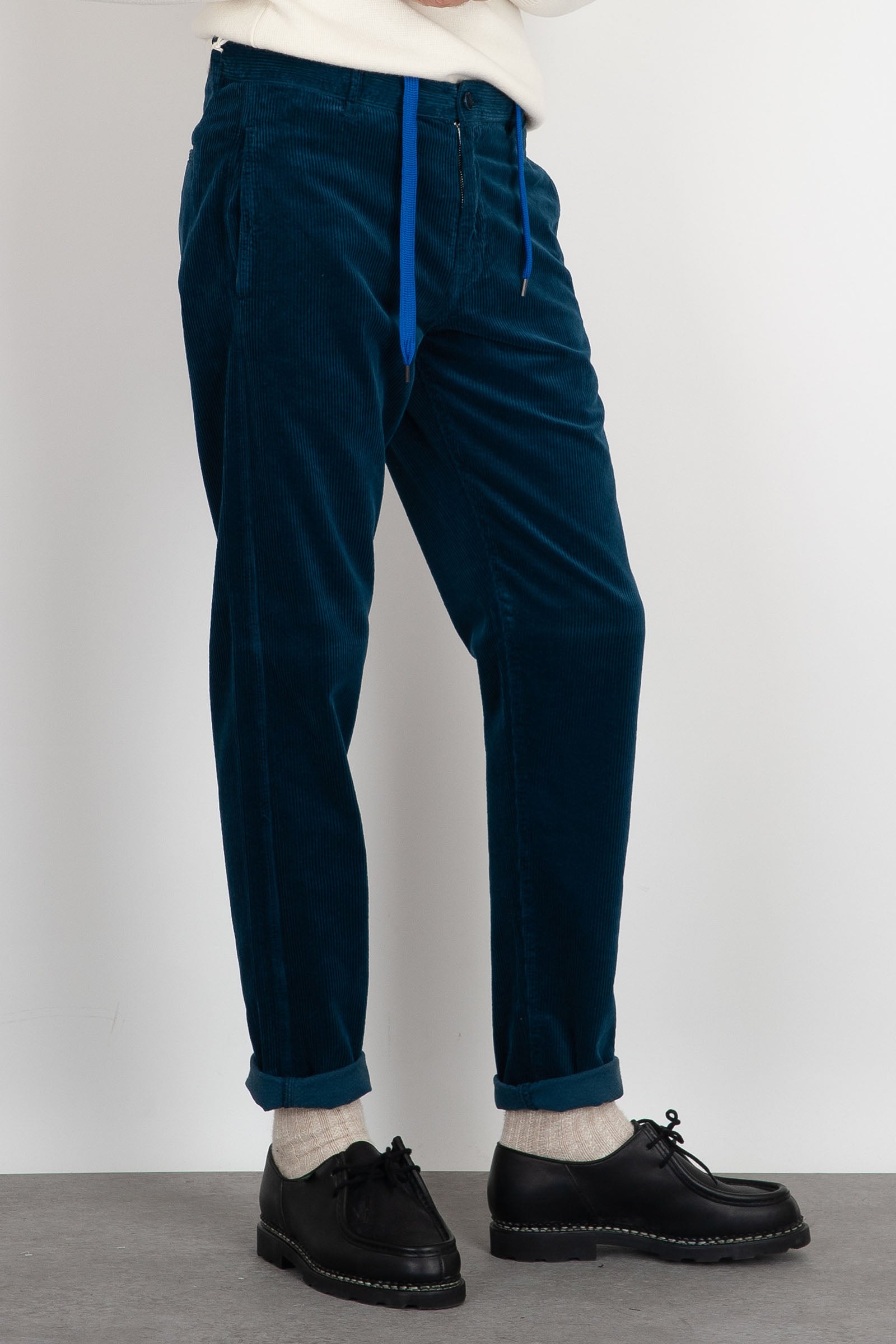 ASPESI Pantalone Funzionale in Velluto a Coste Blu - 4