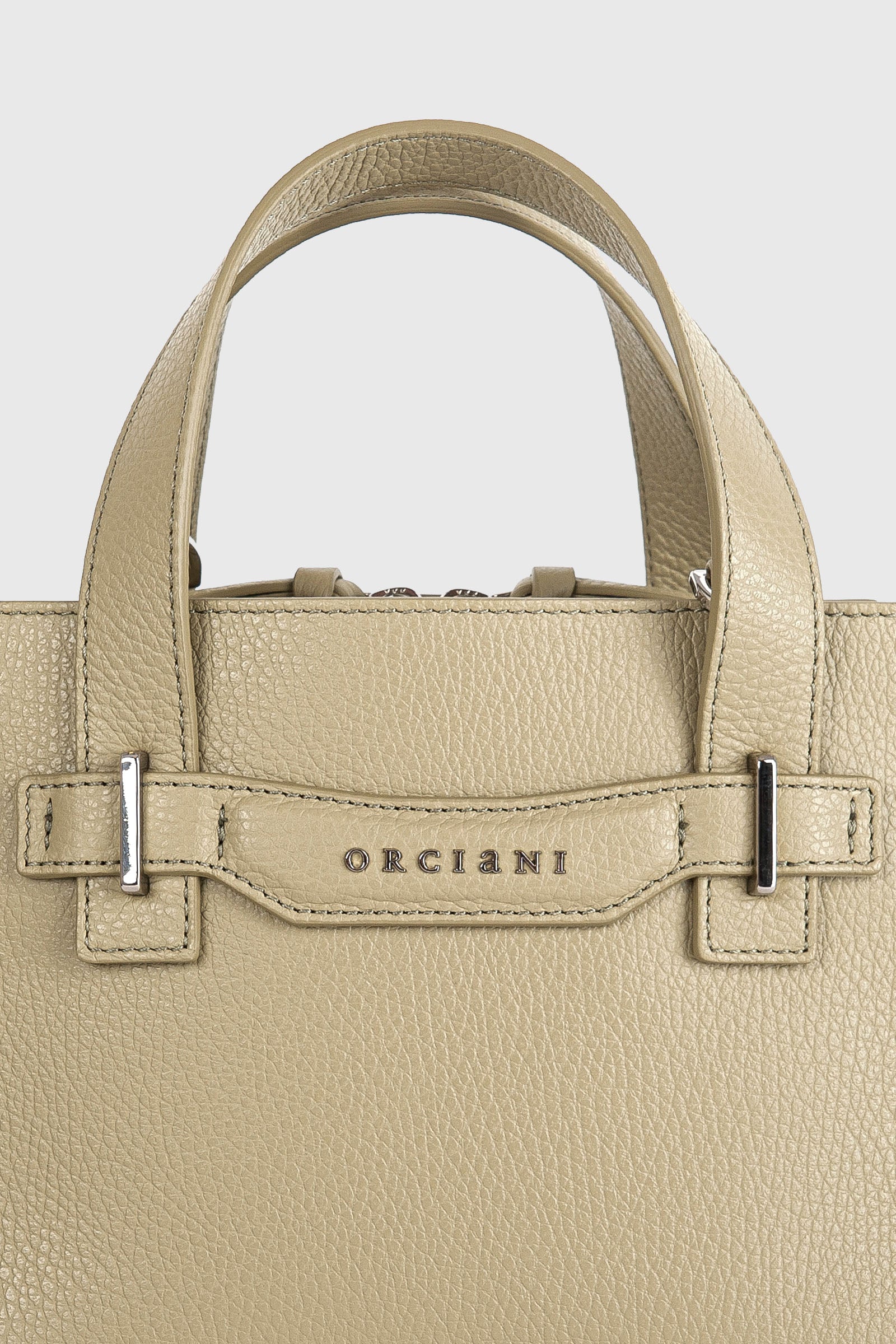 Orciani Small Posh S Sense Leather Handbag Khaki - 5