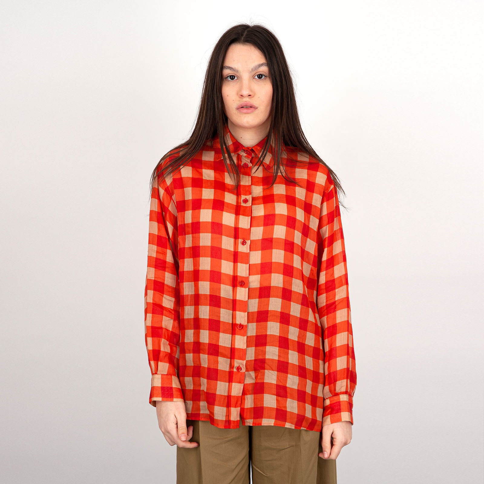 SemiCouture Verdiana Cotton Shirt in Orange - 7