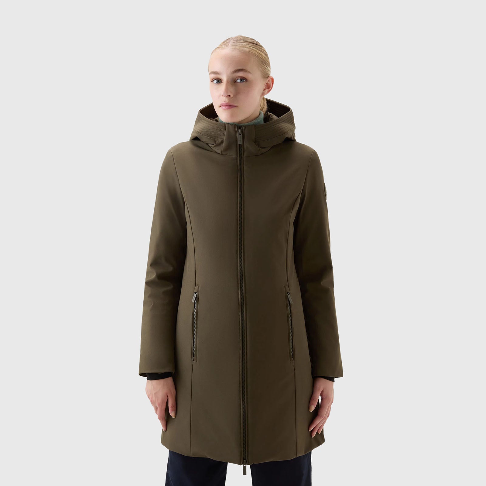 Woolrich Parka Firth in Tech Softshell Verde Militare - 9
