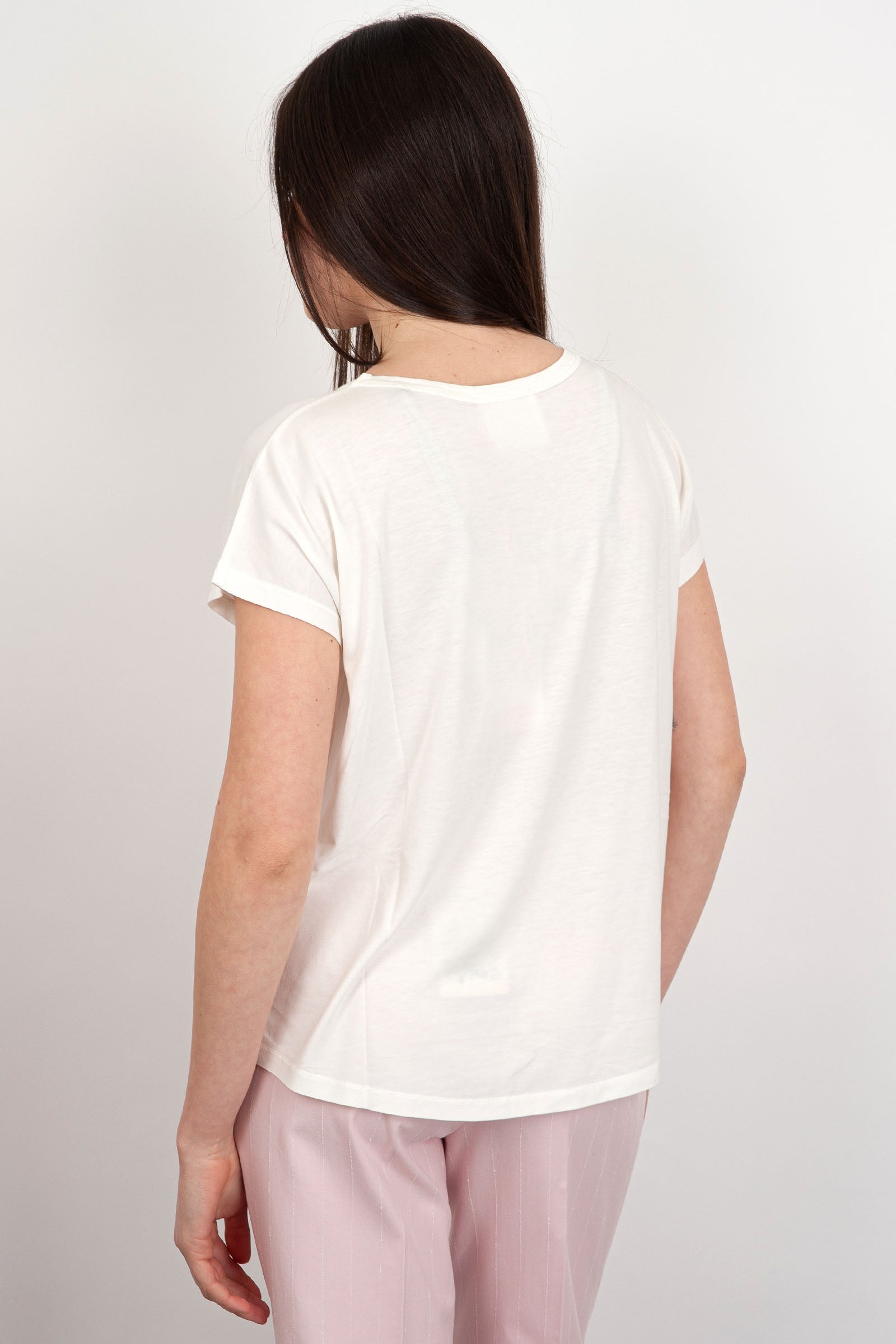 Absolut Cashmere T-shirt Scollo V Cotone Bianco - 4