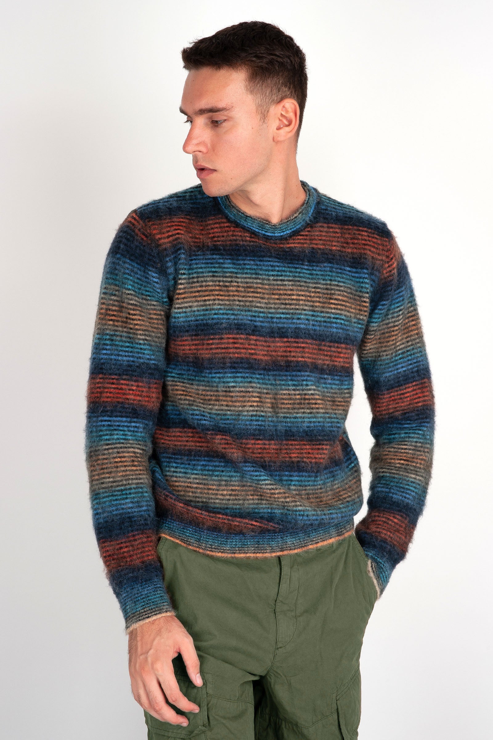 Roberto Collina Multicolor Striped Sweater, Alpaca/Mohair Wool Blend - 1