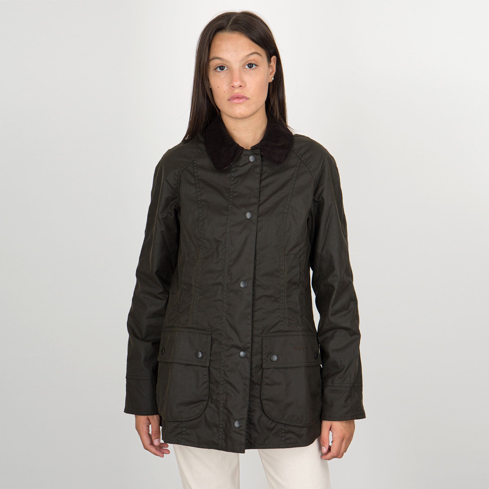 Barbour Giubbotto Beadnell Wax Olive Verde Oliva Donna - 10