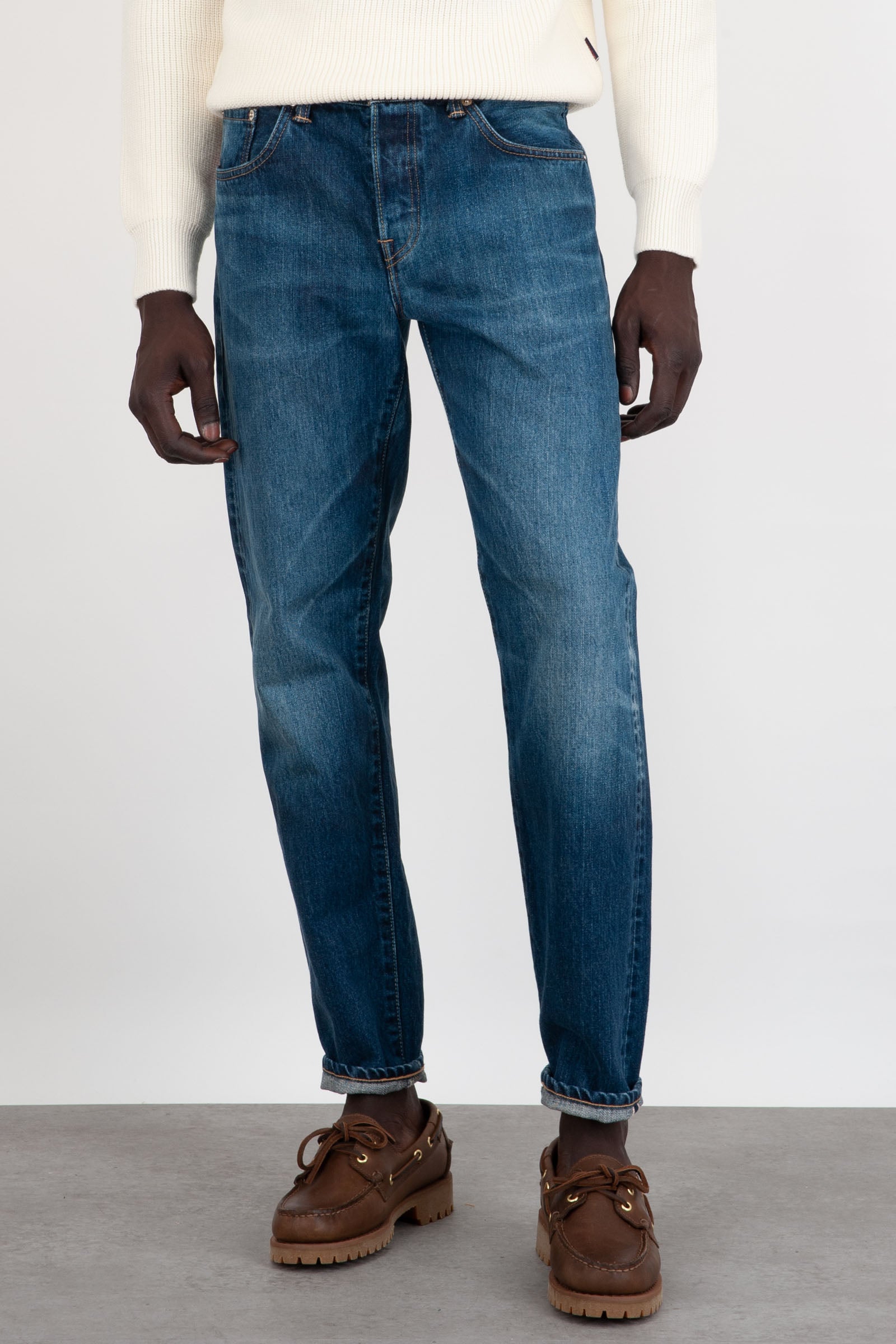 Jeans Regular Tapered Blu Medio Uomo - 3