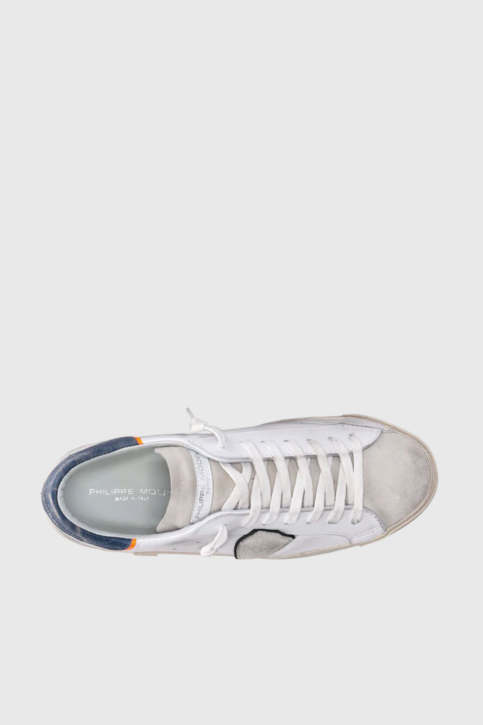 Philippe Model PRSX Vintage Veal Leather Sneakers White/Blue - 5