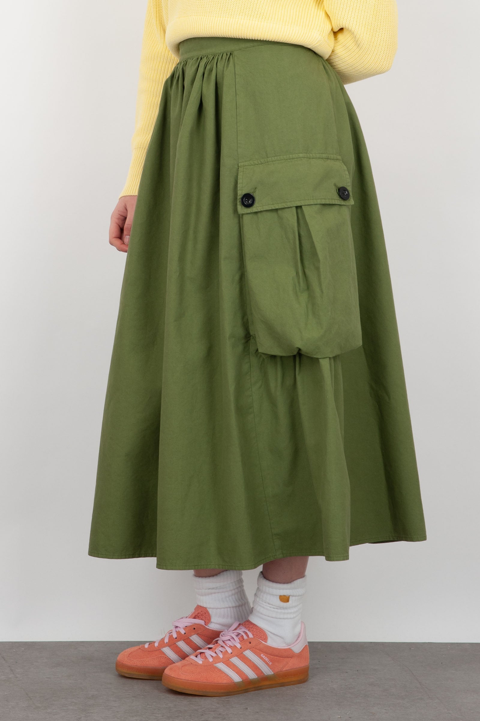 Department Five Selma Skirt in Military Green Cotton - 4