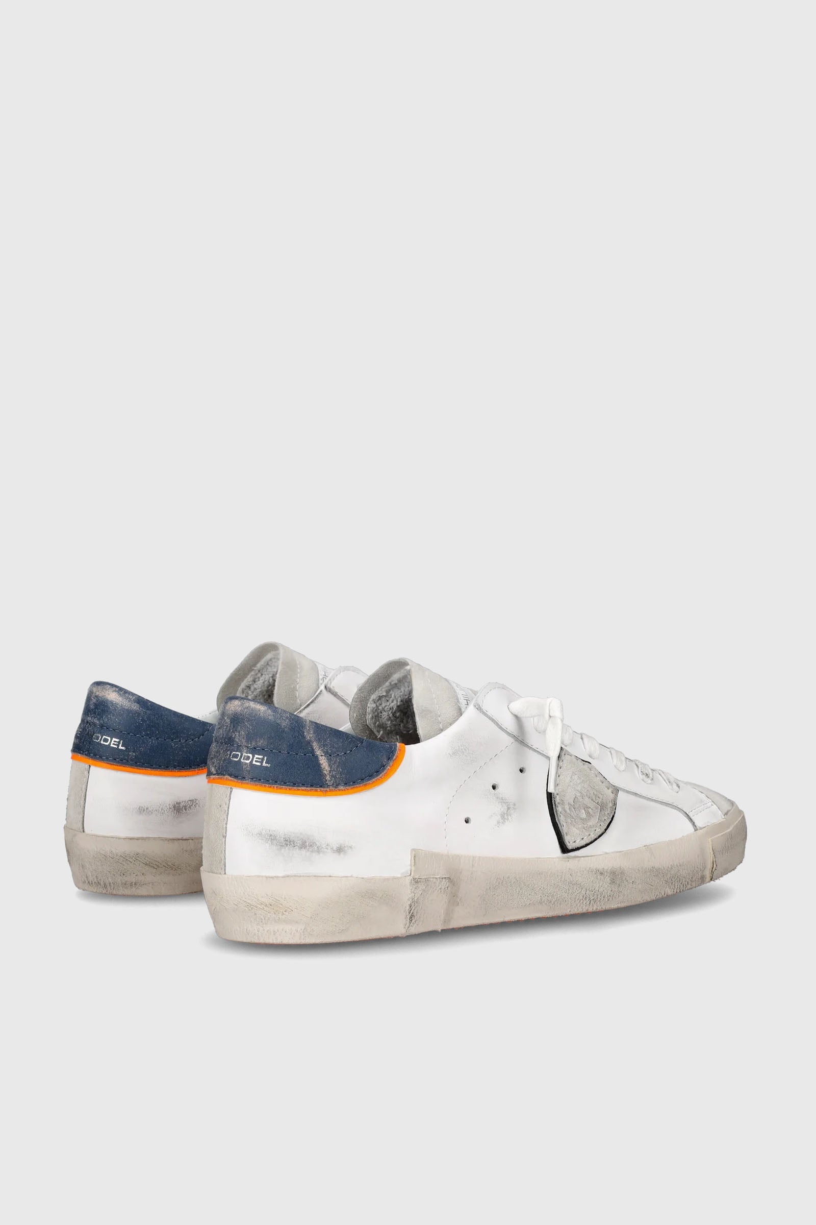 Philippe Model PRSX Vintage Veal Leather Sneakers White/Blue - 3