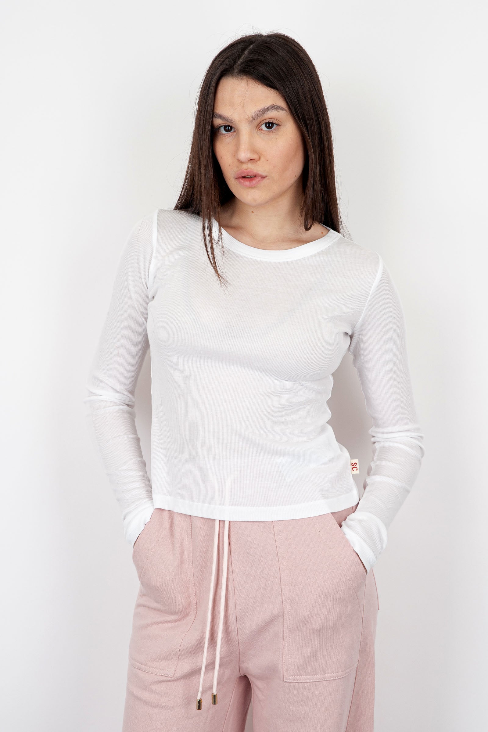 Semicouture Ribbed Enola Cotton White T-Shirt - 1