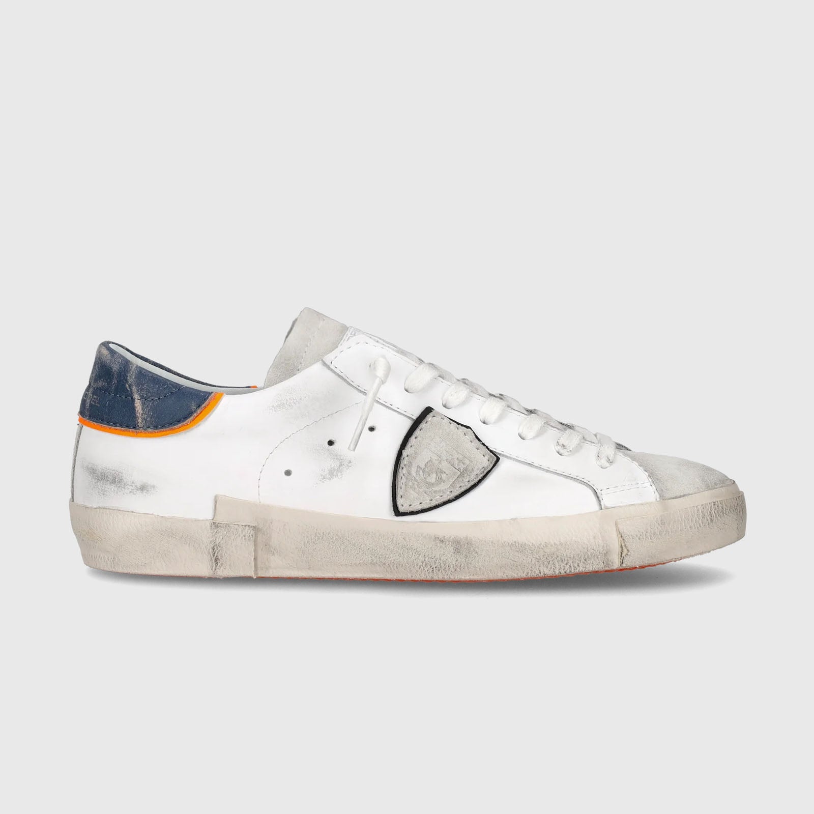 Philippe Model PRSX Vintage Veal Leather Sneakers White/Blue - 7