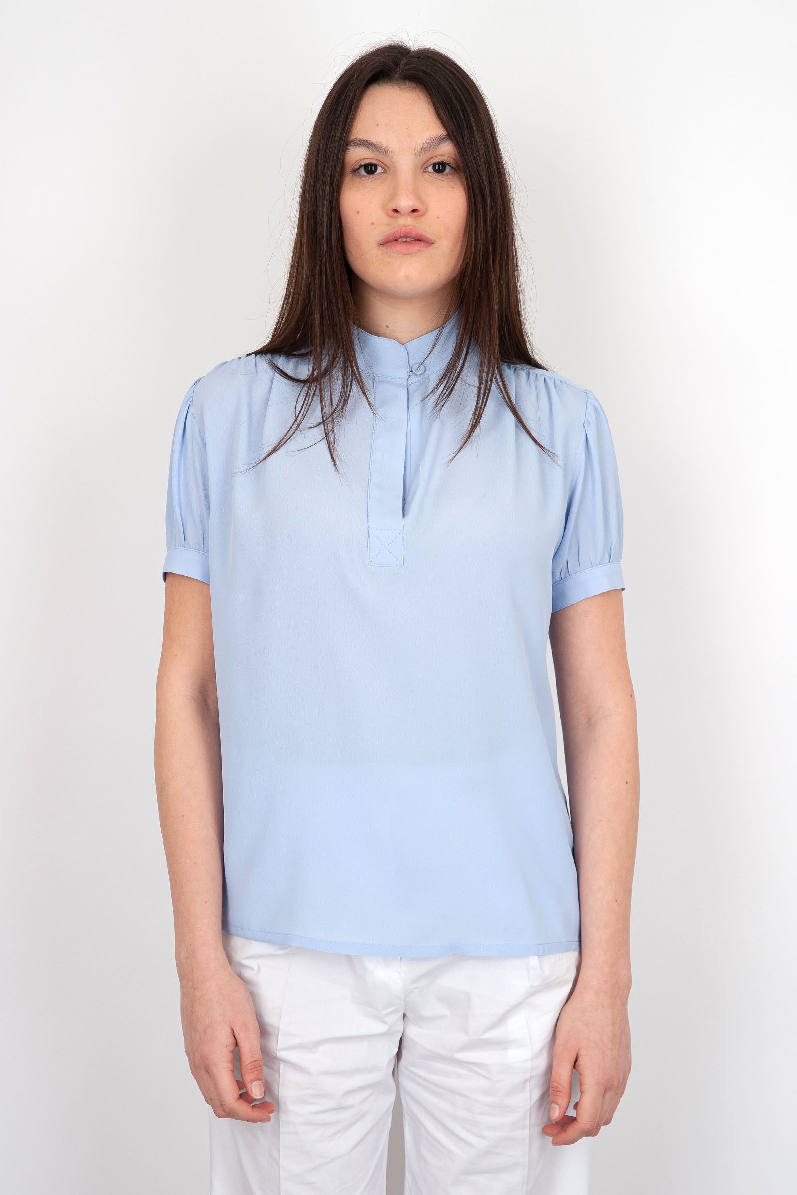 Grifoni Short Sleeve Silk Polo Shirt in Lilac - 2