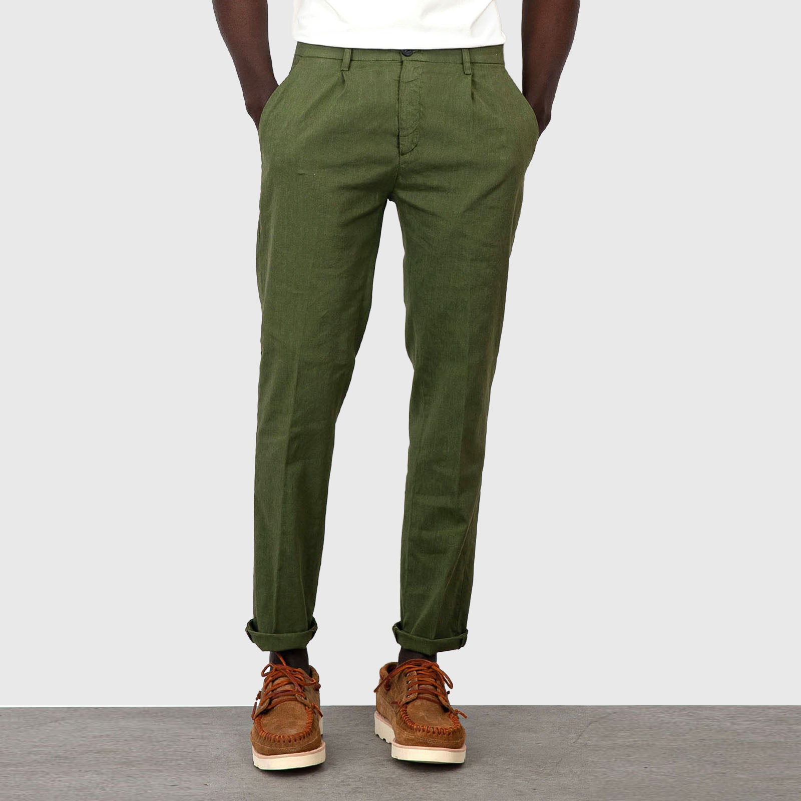 Department Five Military Green Cotton Prince Pinces Trousers - 7