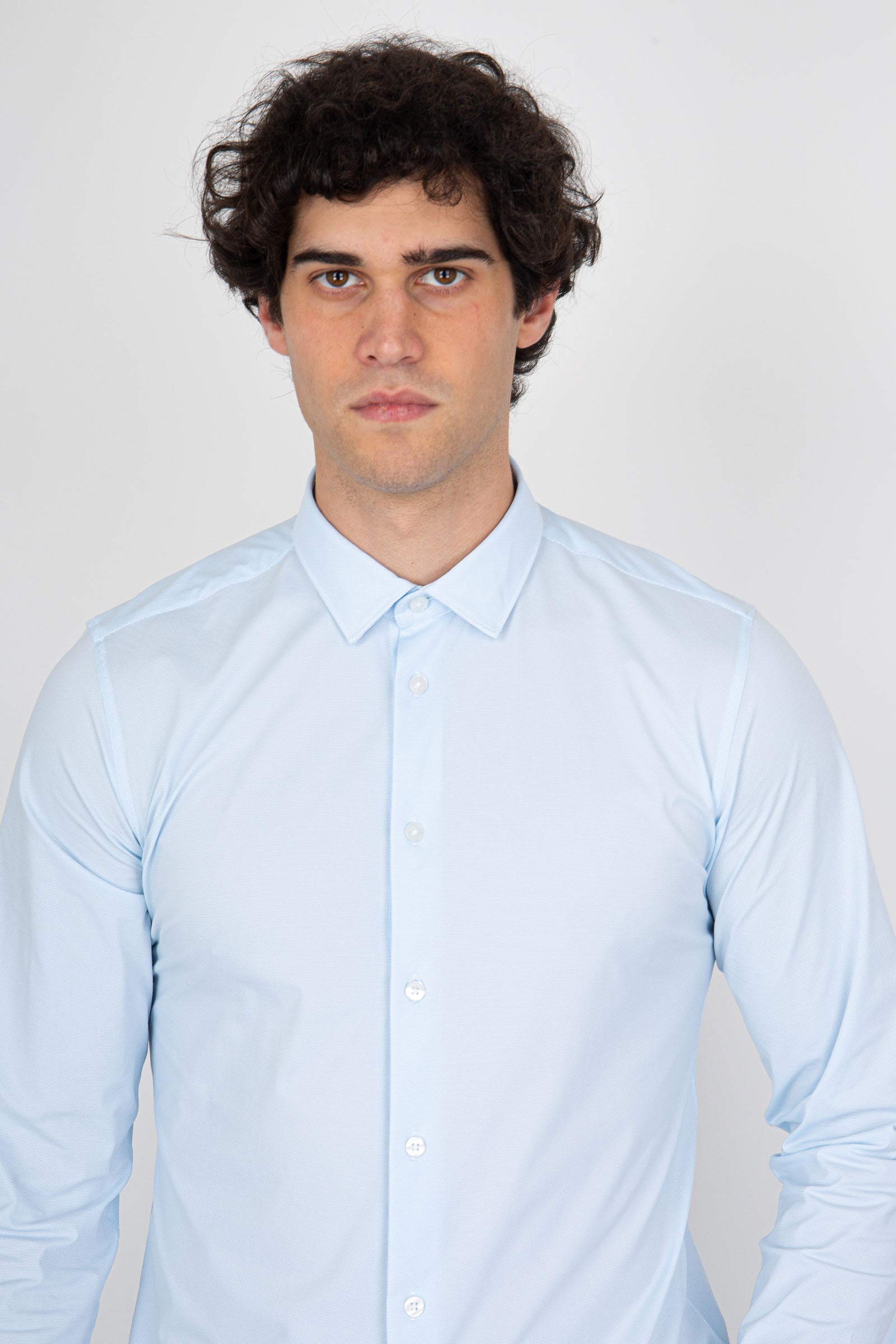 Rrd Camicia Shirt Oxford Jacquard Open Celeste Uomo - 2