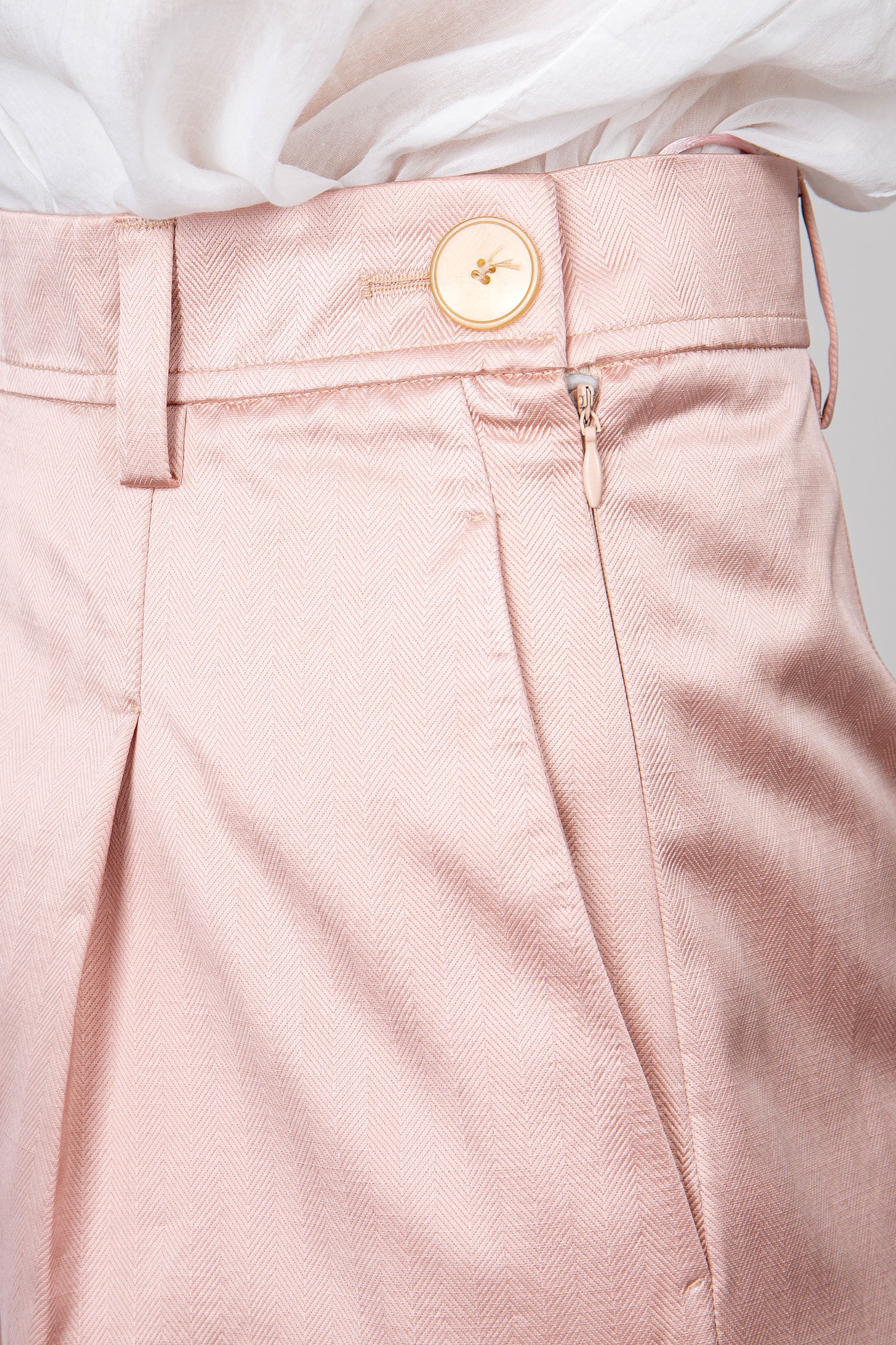 Forte Forte High-Waisted Tailored Trousers in Light Pink Cotton - 2