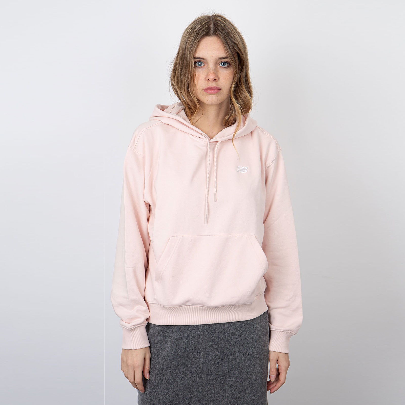 New Balance French Terry Hoodie with Small Logo in Light Pink Cotton - 6