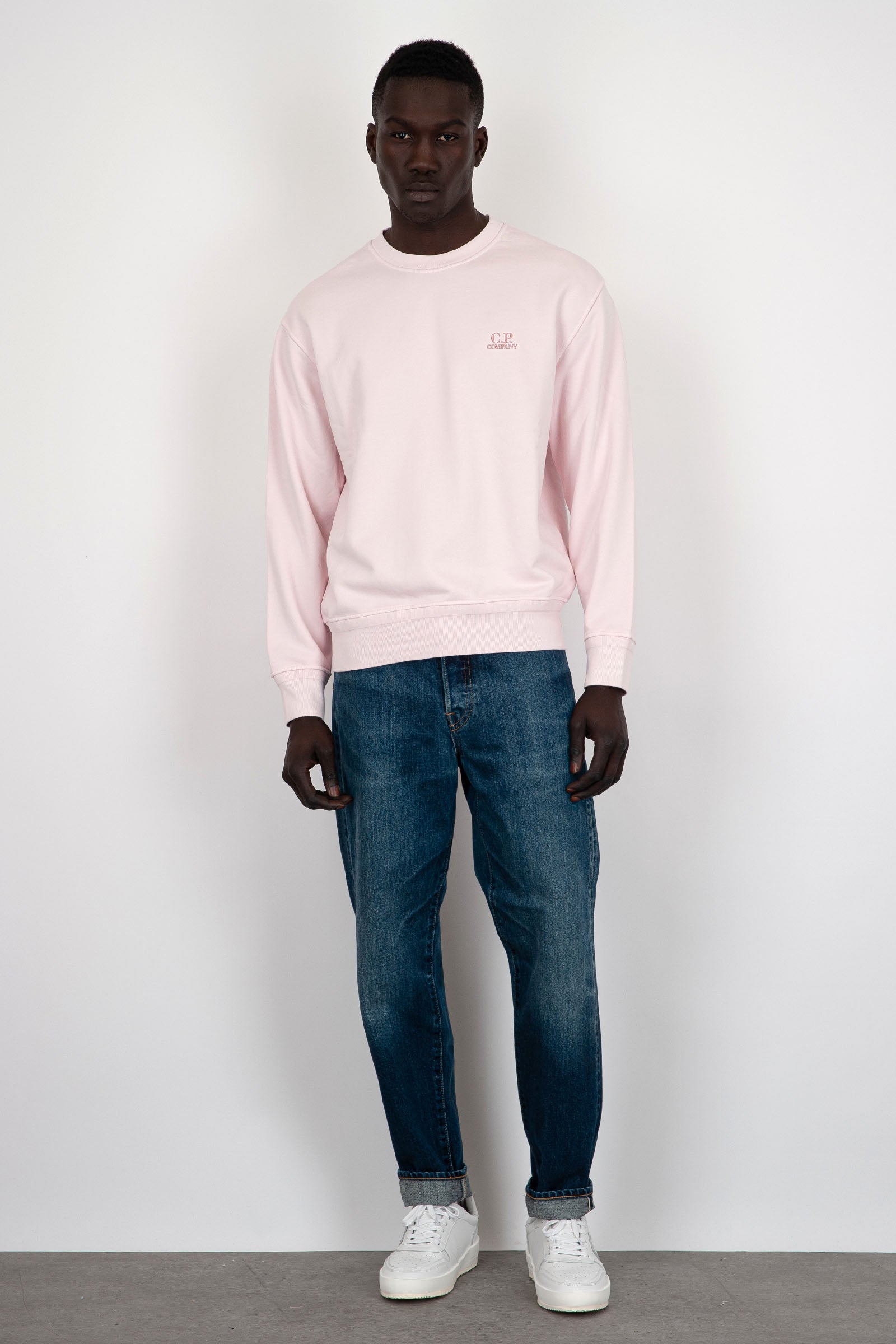 C.P. Company Light Pink Diagonal Fleece Logo Cotton Sweatshirt - 2