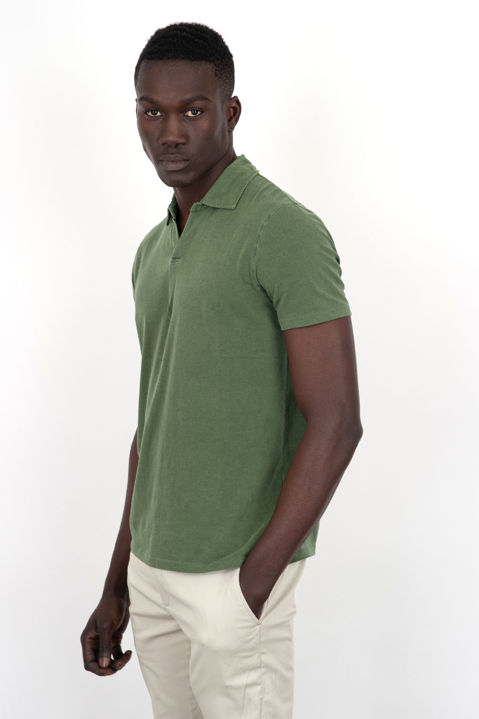 Majestic Filatures Organic Cotton/Elastane Green Polo Shirt - 3