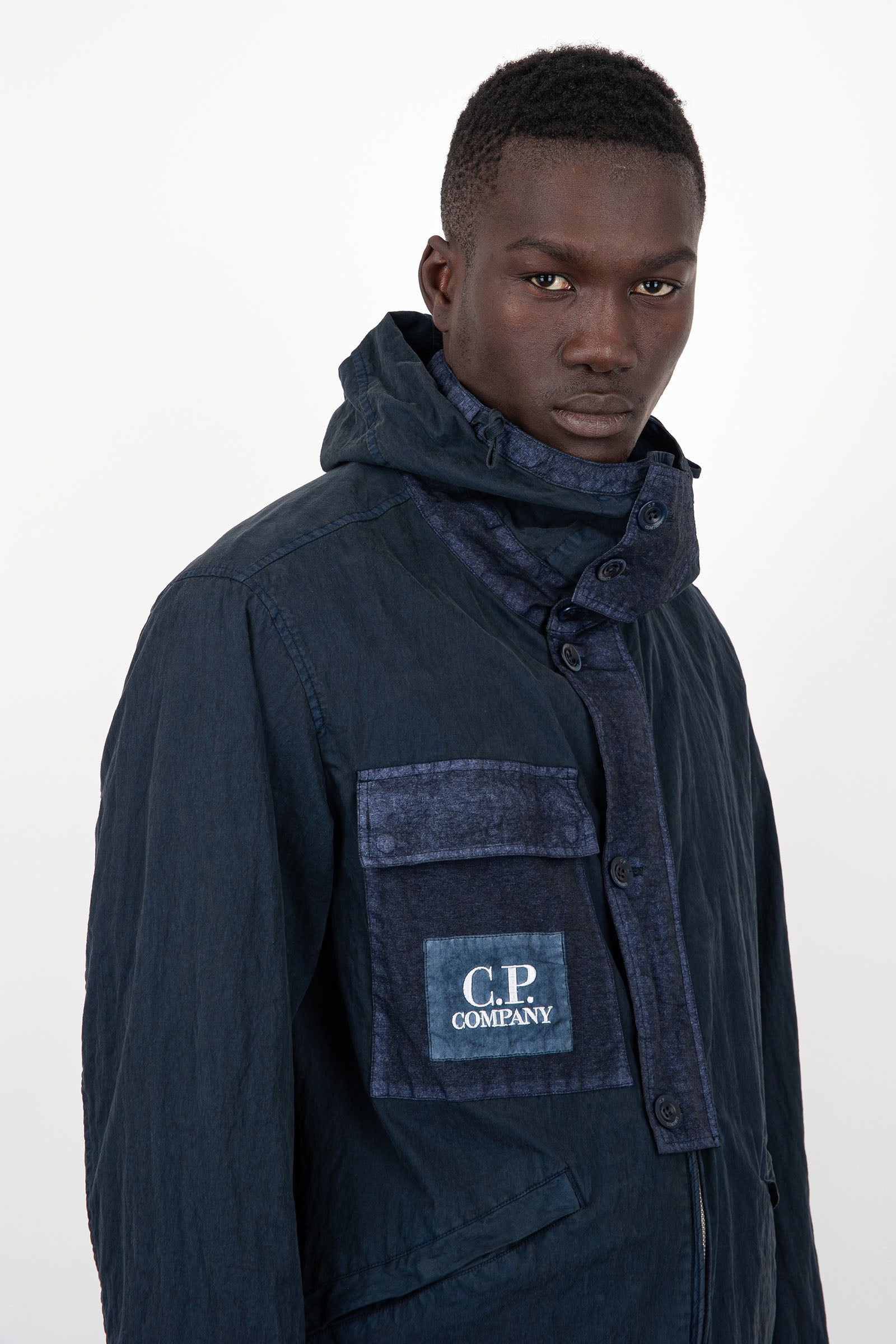 C.P. Company 50 Fili Gum Hooded Cotton Jacket in Indigo - 5
