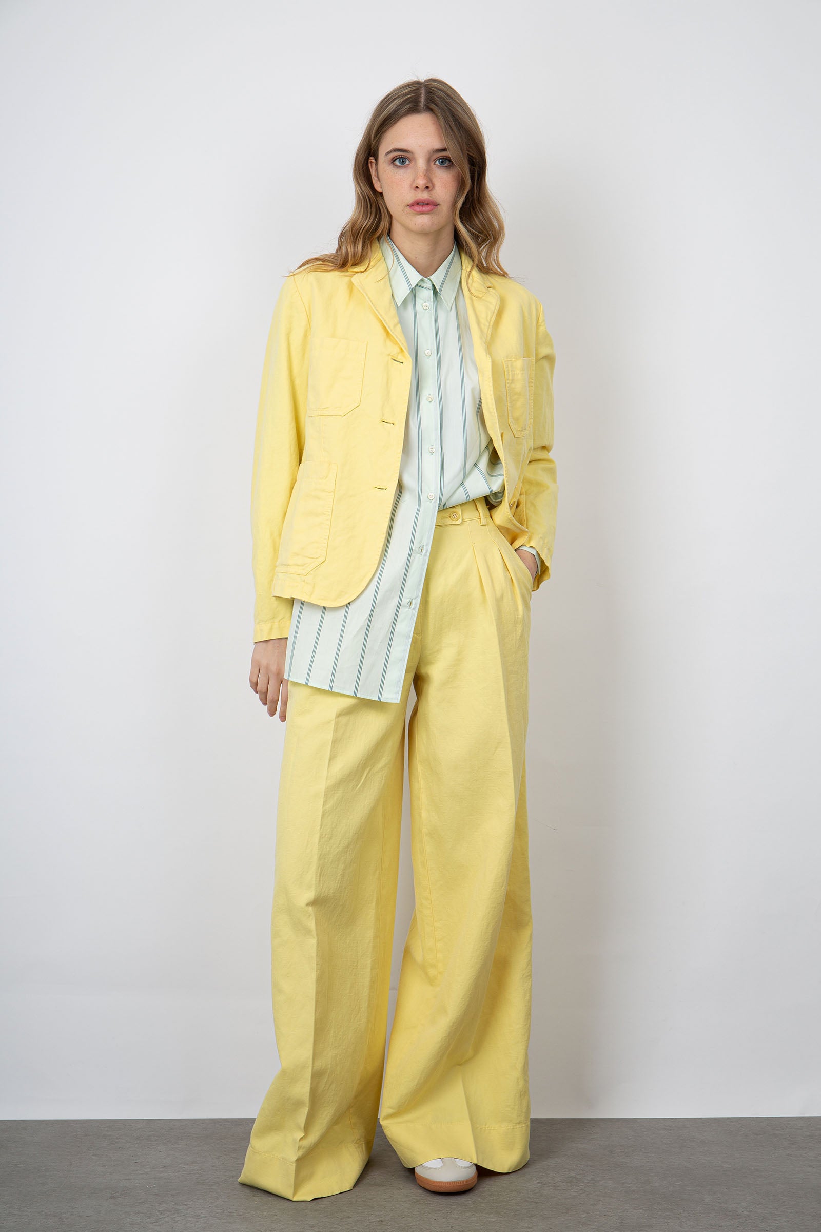 Aspesi Wide Cotton/Linen Yellow Trousers - 2