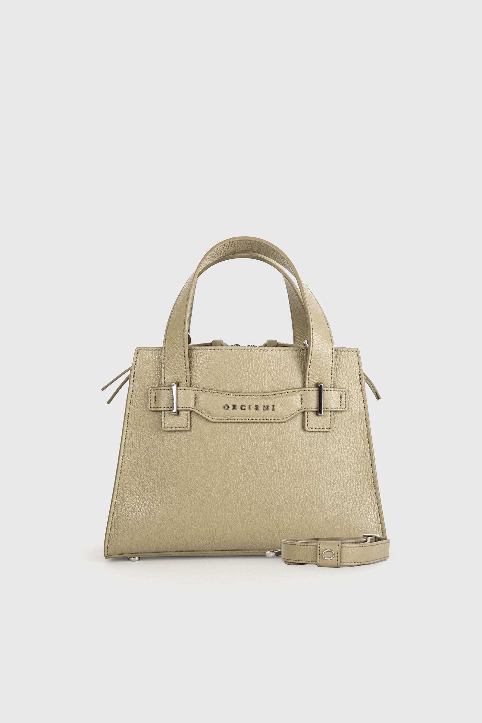 Orciani Small Posh S Sense Leather Handbag Khaki - 6