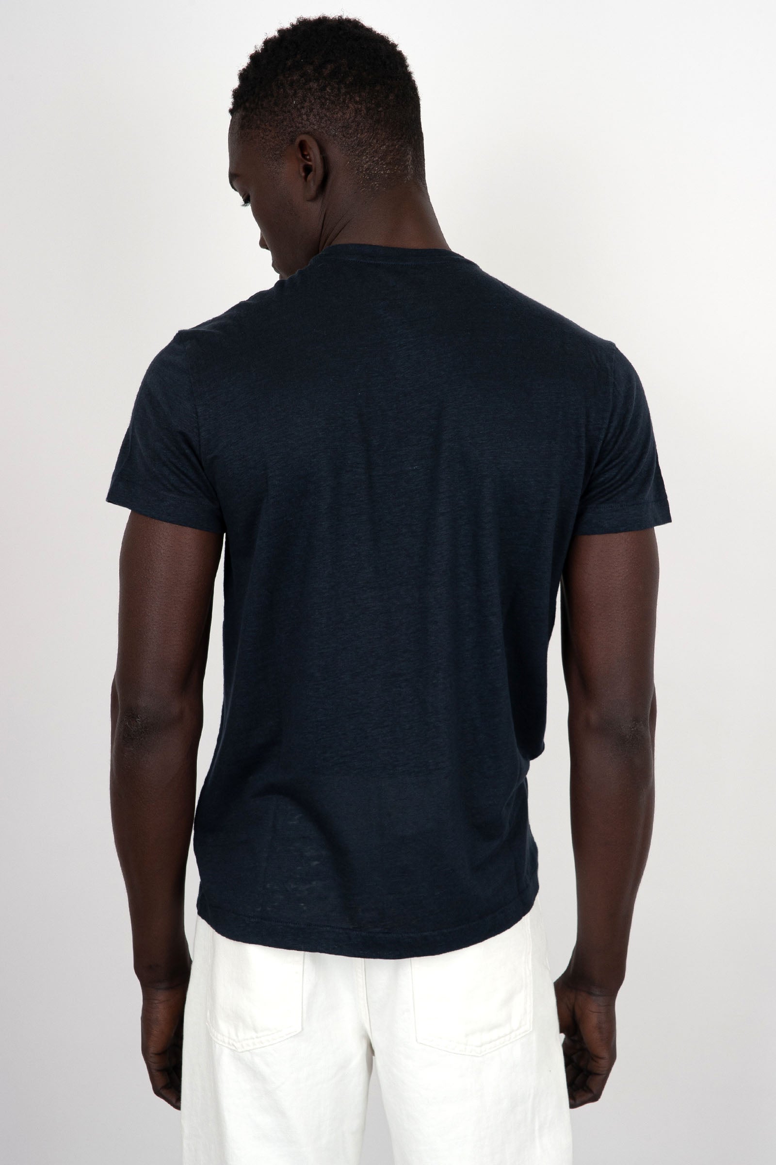 Majestic Filatures T-Shirt Girocollo Lino/Elastan Blu Scuro - 4