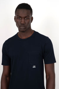 C.P. Company T-shirt Jersey Cotone Garment Dyed Pocket Blu c.p. company