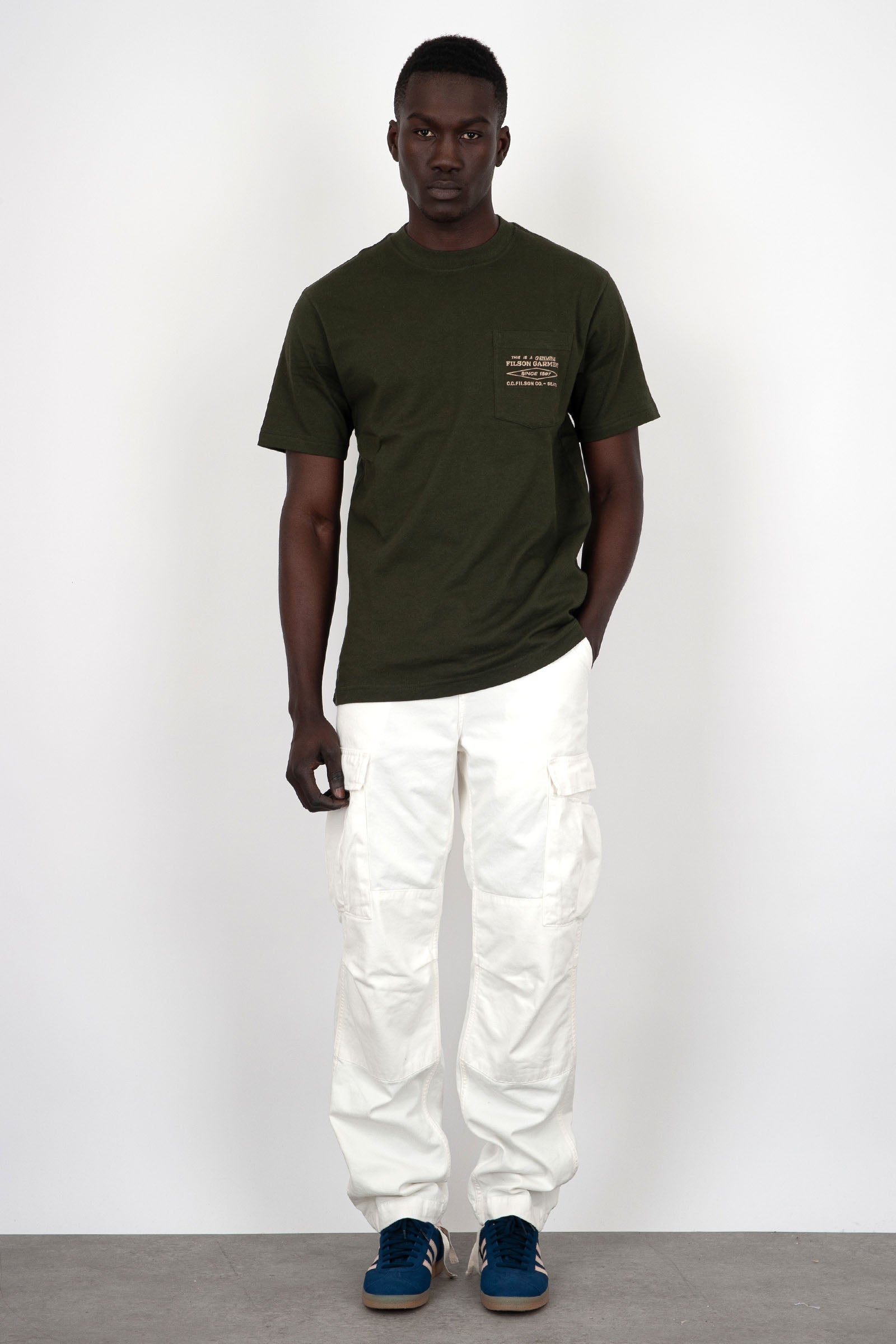 Filson T-shirt Embroidered Pocket Cotone Verde Scuro - 5