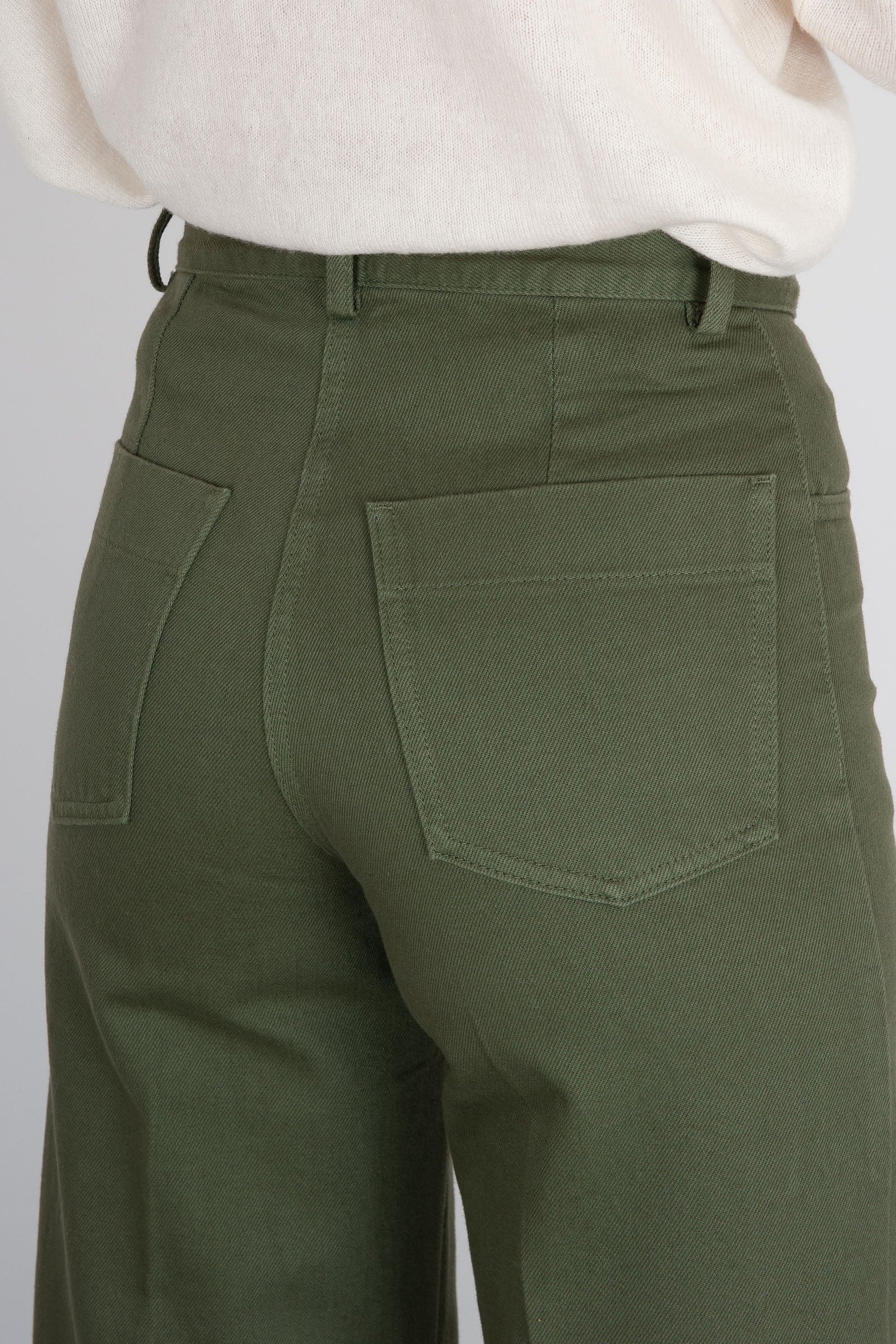 Aspesi Pantalone Ampio Verde Militare in Cotone - 3