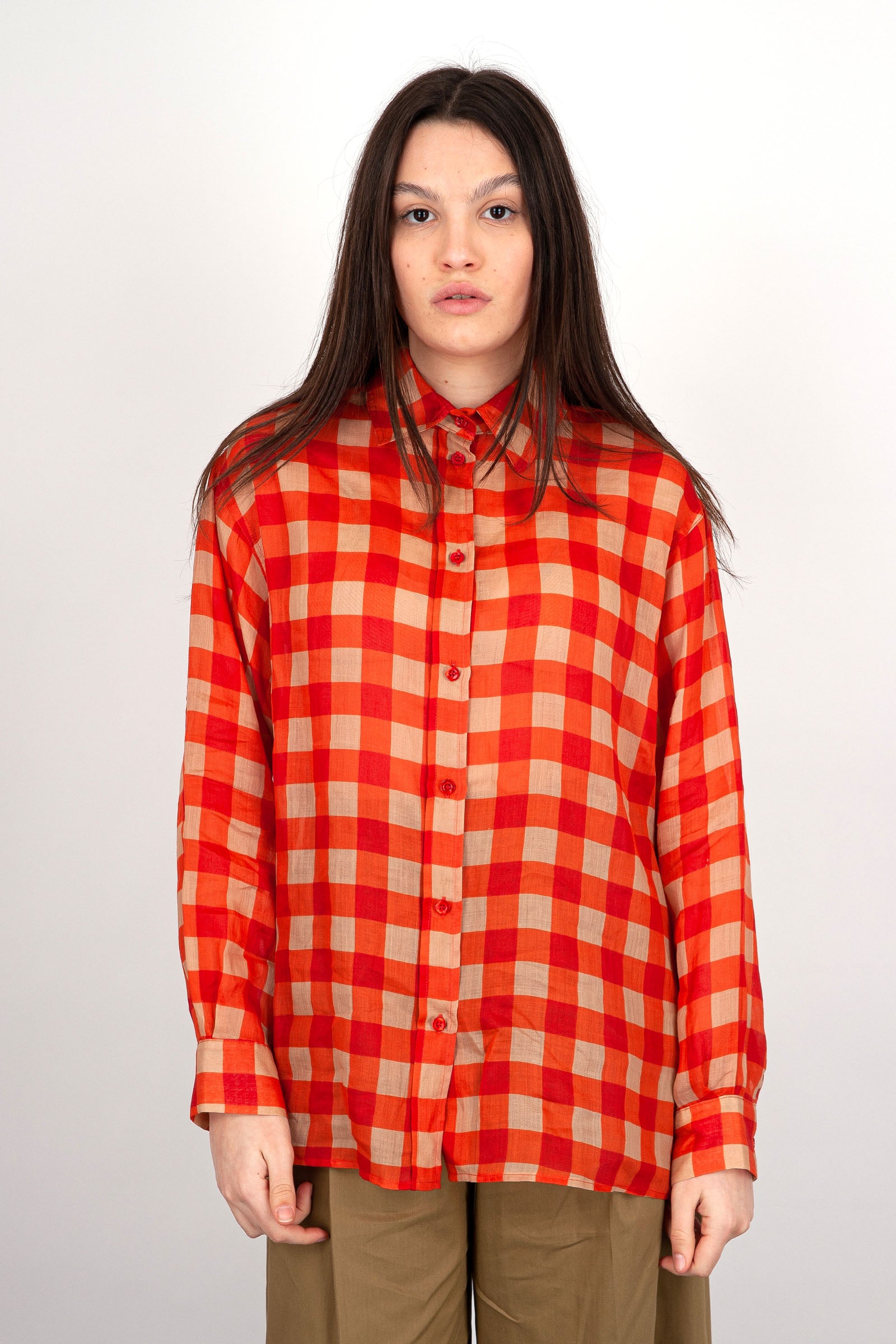 SemiCouture Verdiana Cotton Shirt in Orange - 1