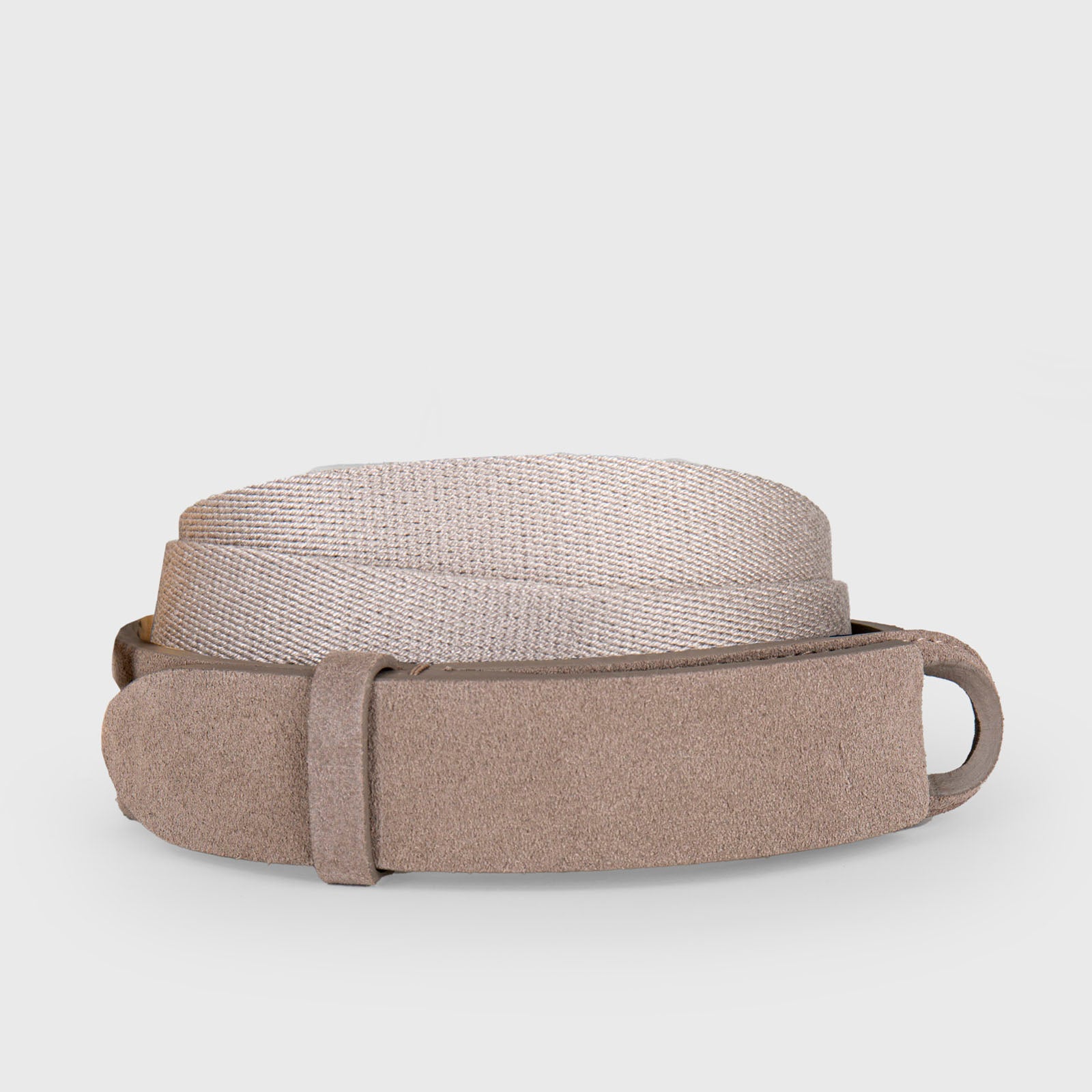 Suede And Fabric Nobuckle Belt - 4