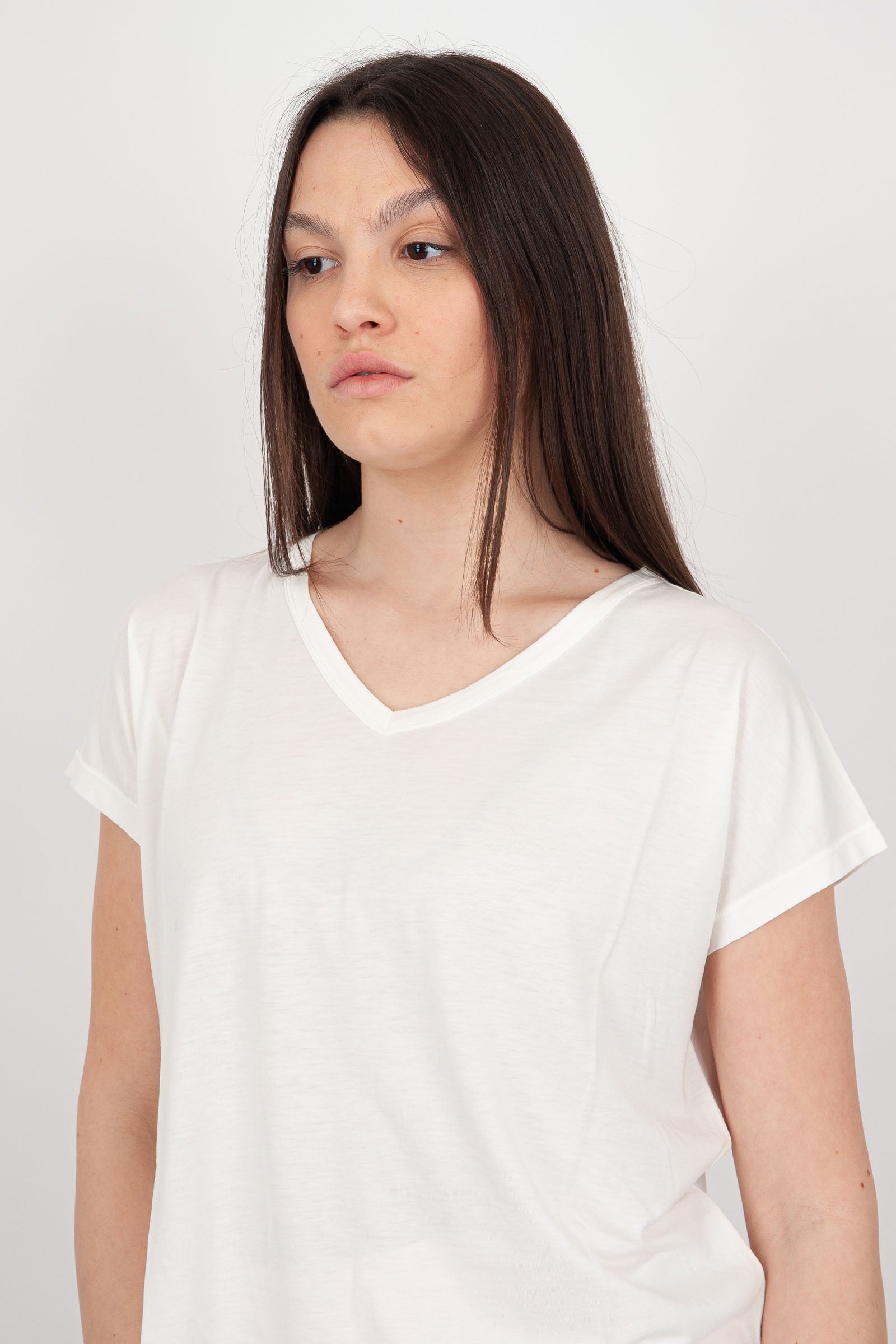 Absolut Cashmere T-shirt Scollo V Cotone Bianco - 5