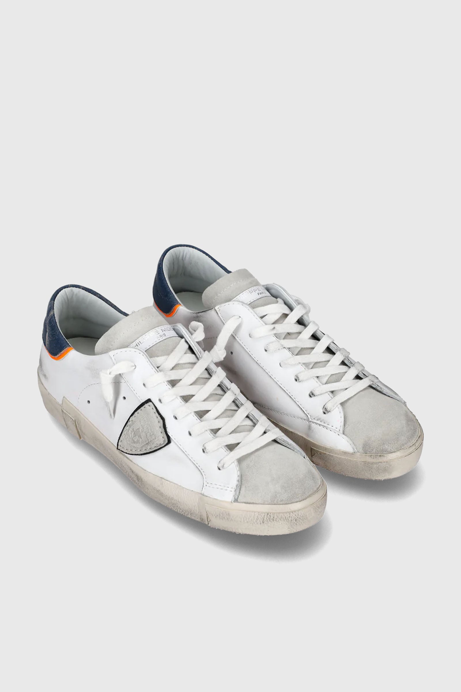 Philippe Model PRSX Vintage Veal Leather Sneakers White/Blue - 2