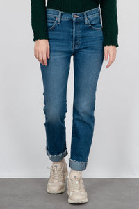 Mother Jeans The Scrapper Cuff Ankle Fray Blu Medio Donna mother