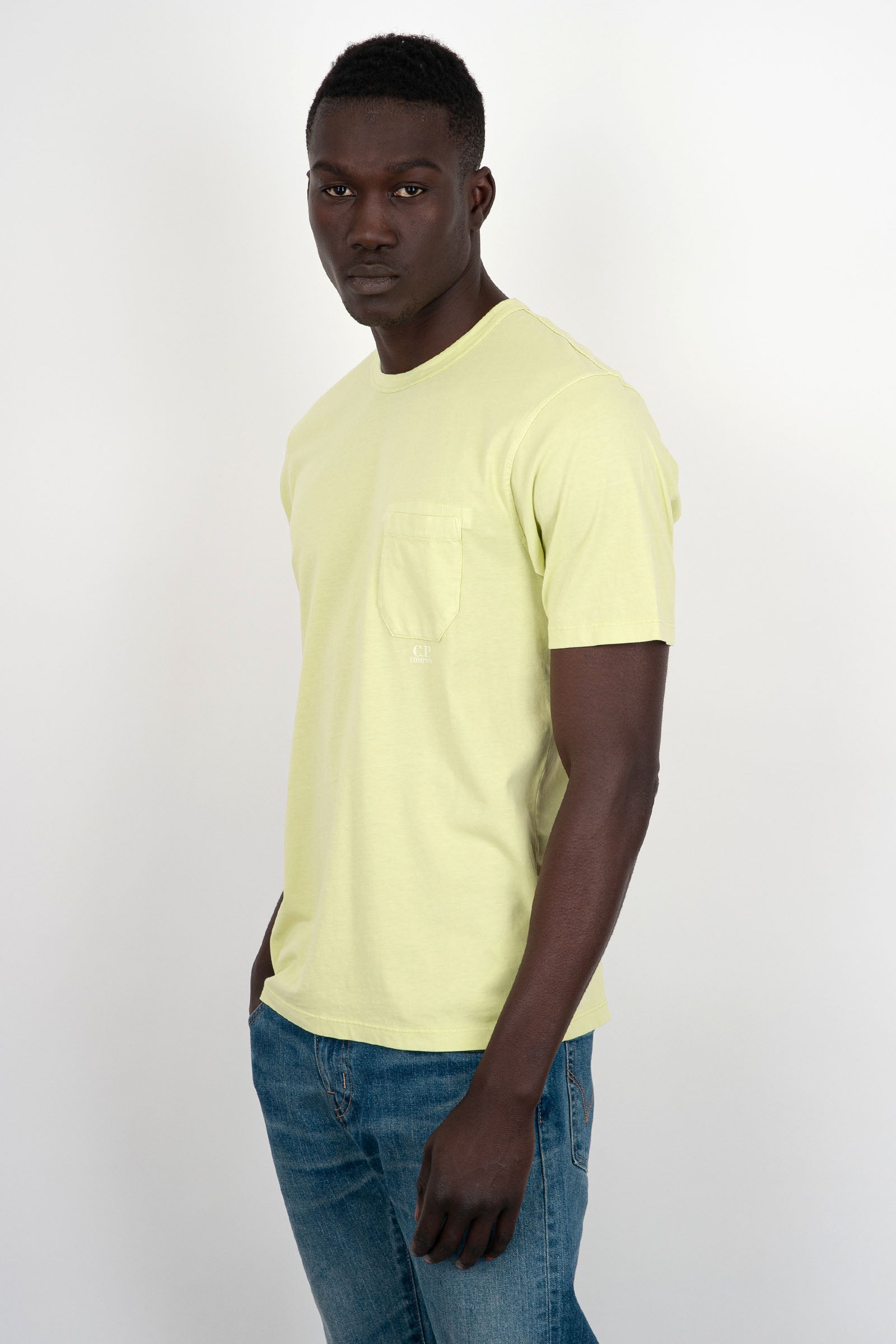 C.P. Company T-Shirt 24/1 Jersey Resist Dye Pocket Light Green - 2
