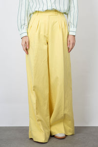 Aspesi Wide Cotton/Linen Yellow Trousers aspesi