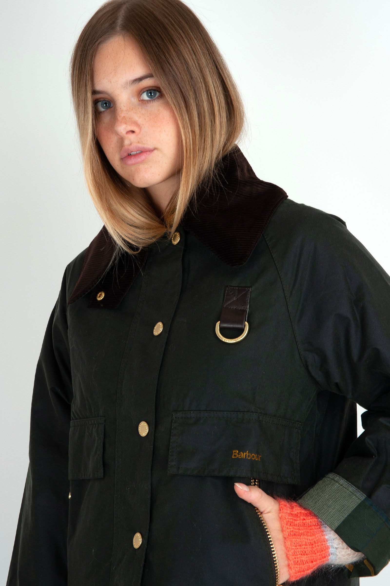 Barbour Catton Wax Jacket Dark Green Synthetic Women | Penelope47.com