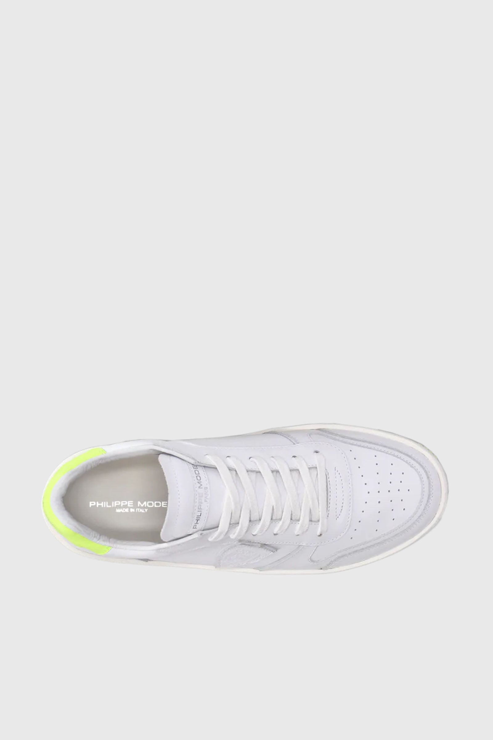 Philippe Model Sneaker Nice Veau Pelle Bianco/Giallo Fluo - 4
