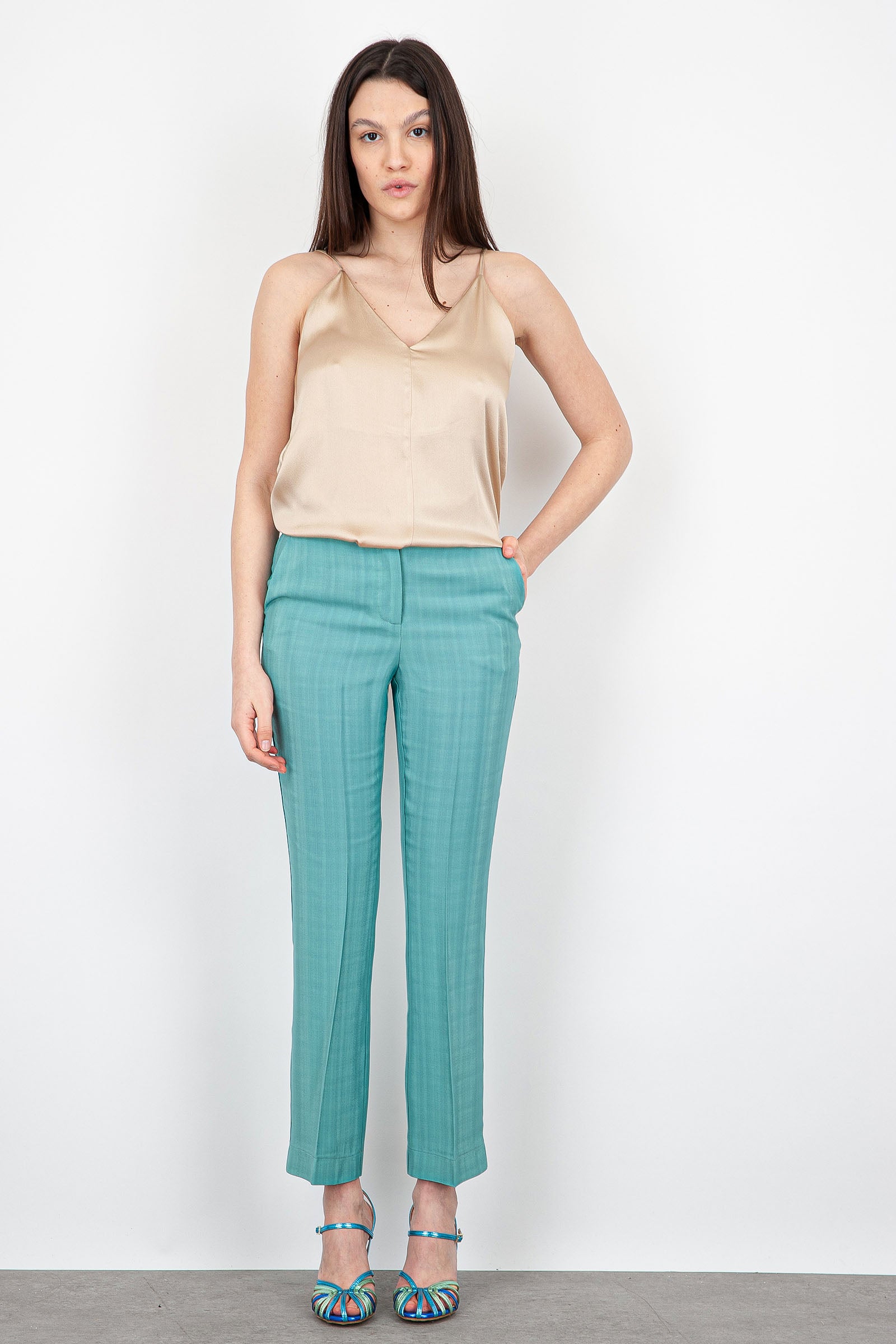 Semicouture Pamela Trousers Synthetic Teal Green - 6