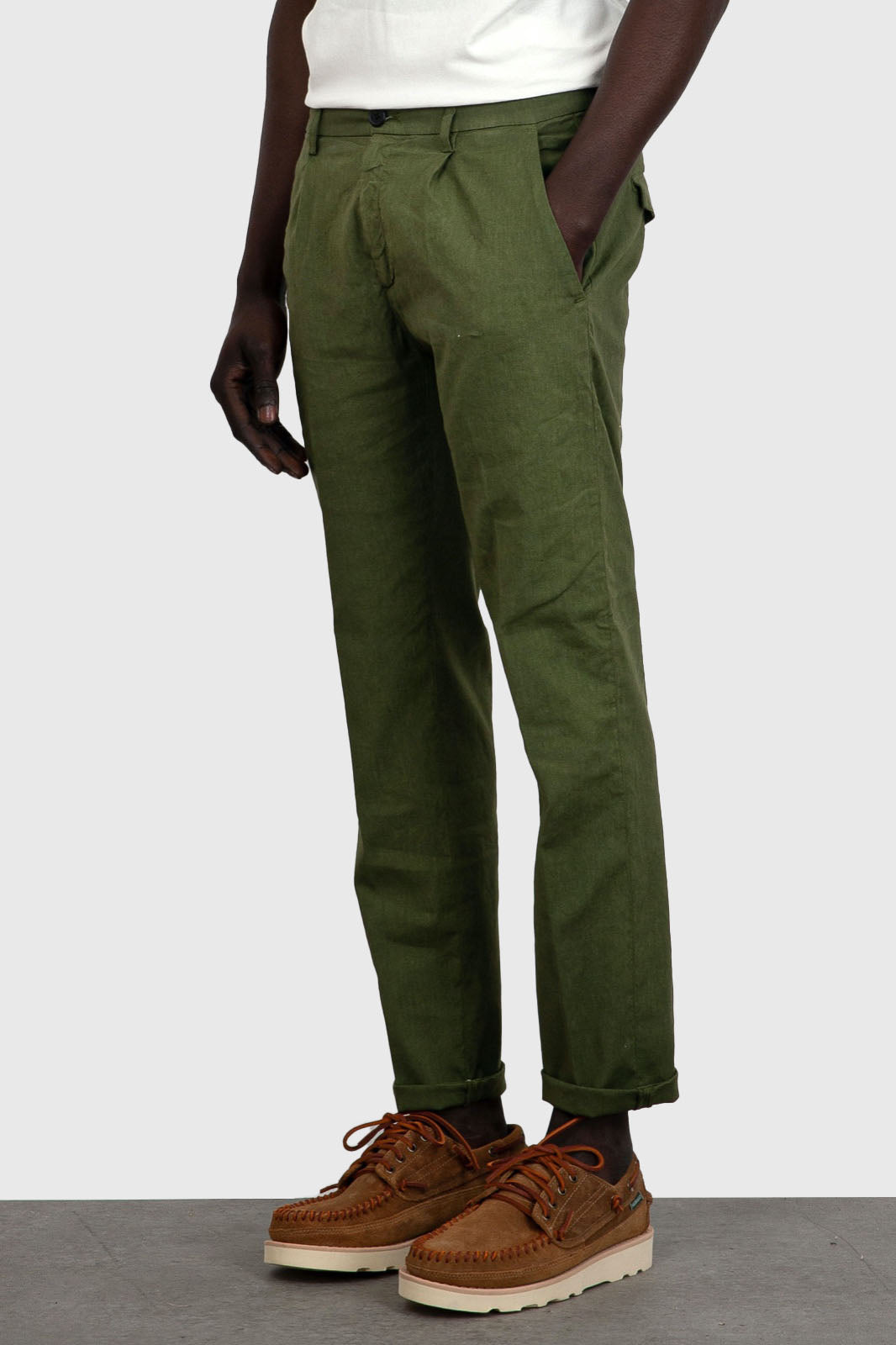 Department Five Pantalone Prince Pinces Cotone Verde Militare - 3