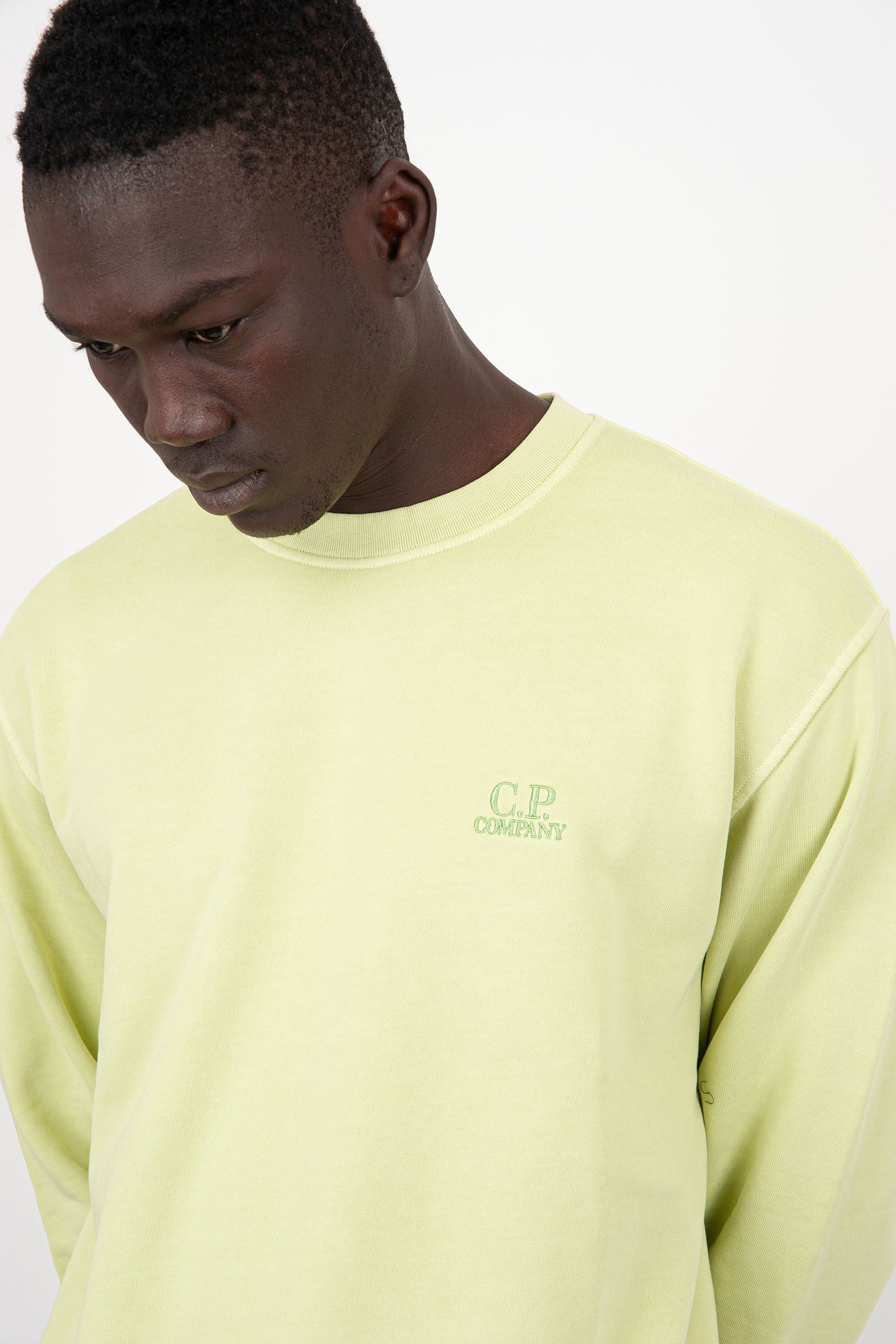 C.P. Company Diagonal Fleece Logo Sweatshirt Light Green Cotton - 5