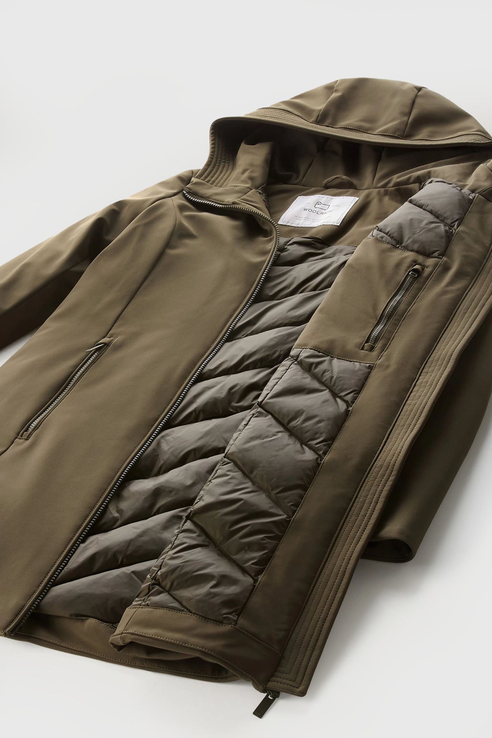 Woolrich Parka Firth in Tech Softshell Verde Militare - 8