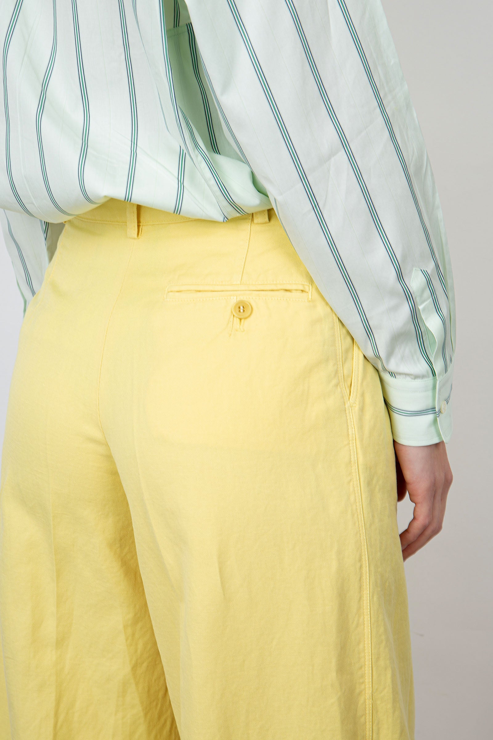 Aspesi Wide Cotton/Linen Yellow Trousers - 3