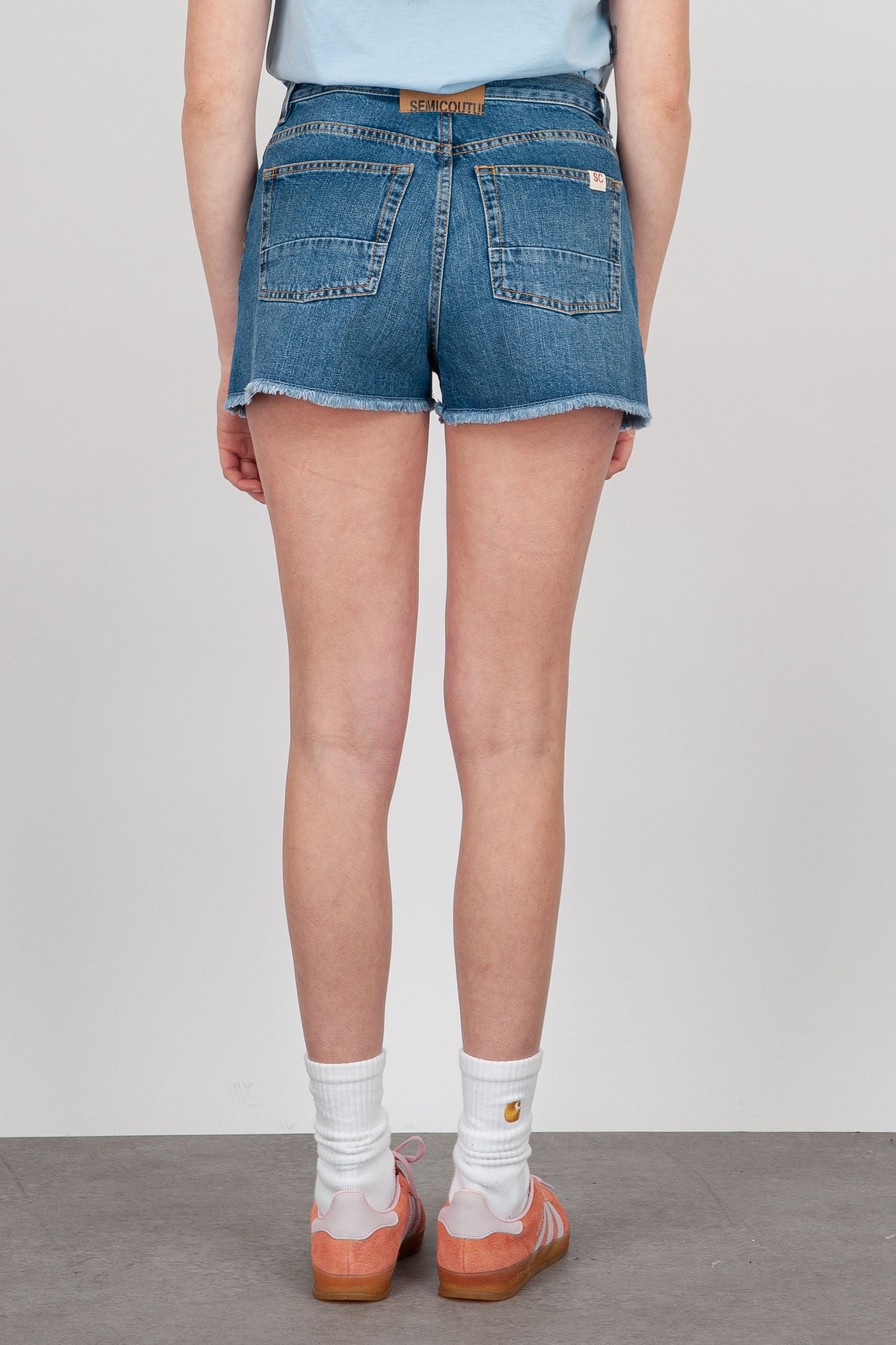 SemiCouture Lorenza Denim Shorts Medium Blue - 4