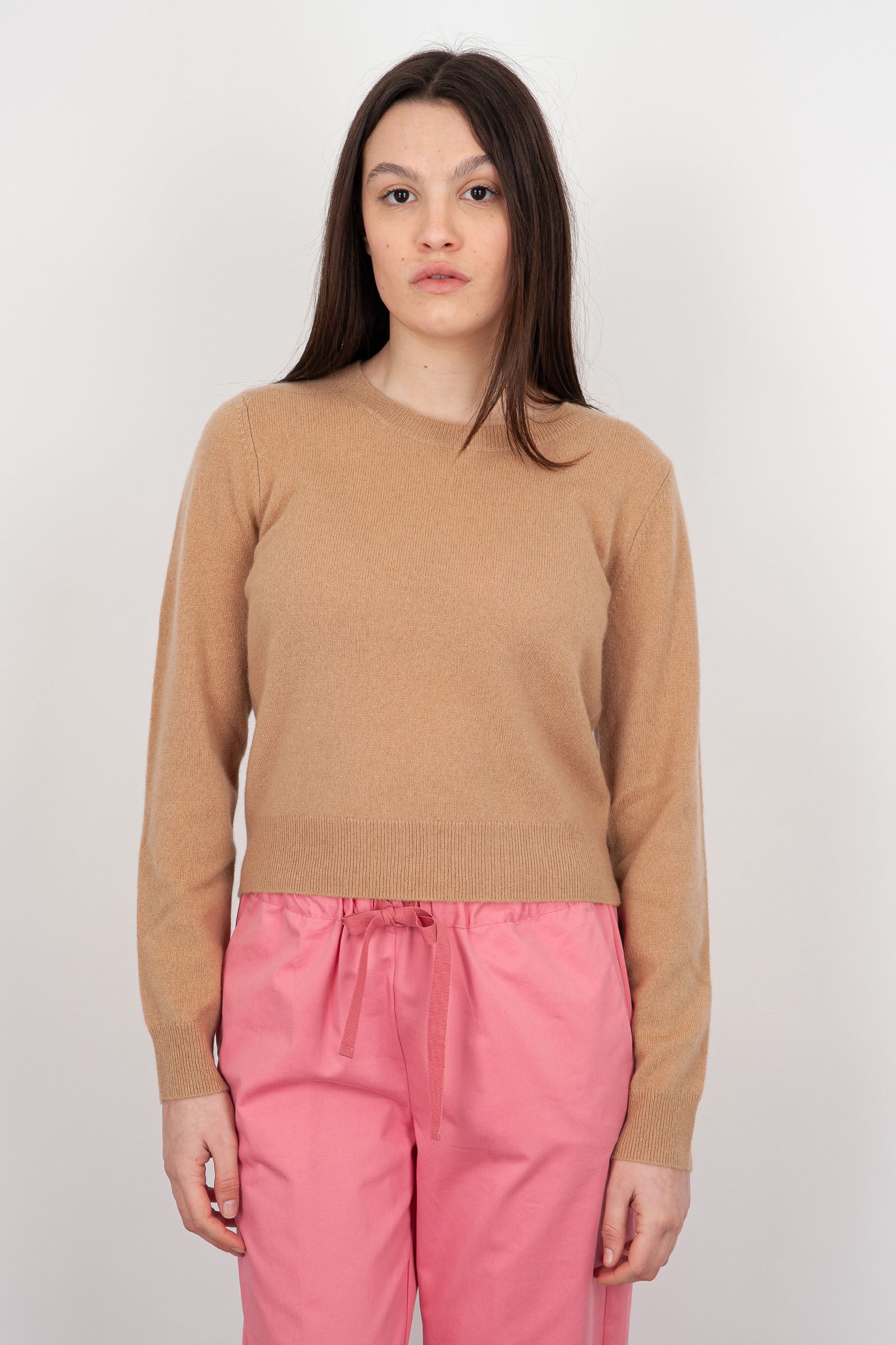 Absolut Cashmere Carlie Crew Neck Sweater in Sand Wool - 1