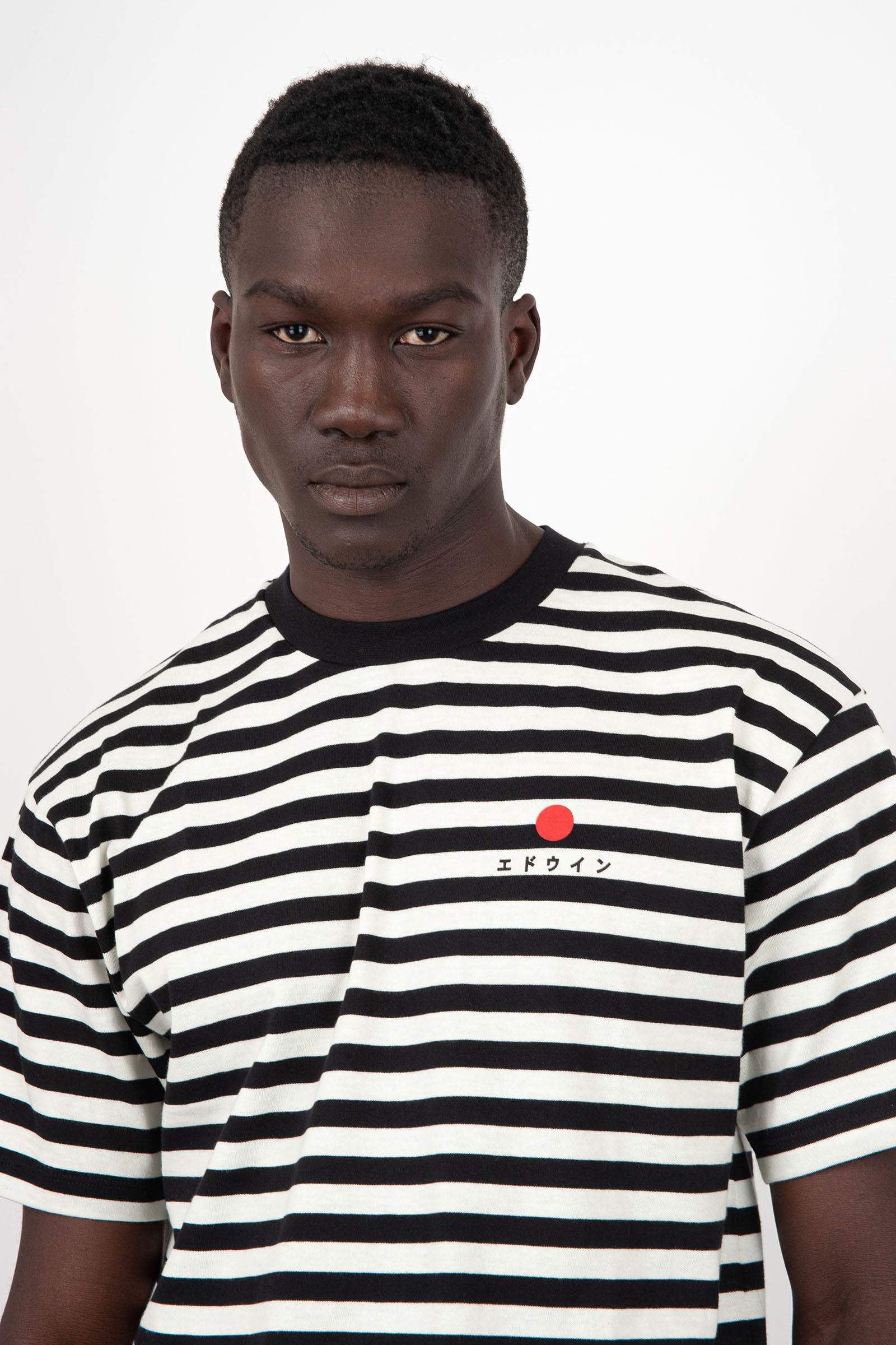 Edwin T-Shirt Basic Stripe Cotton White/Black - 1