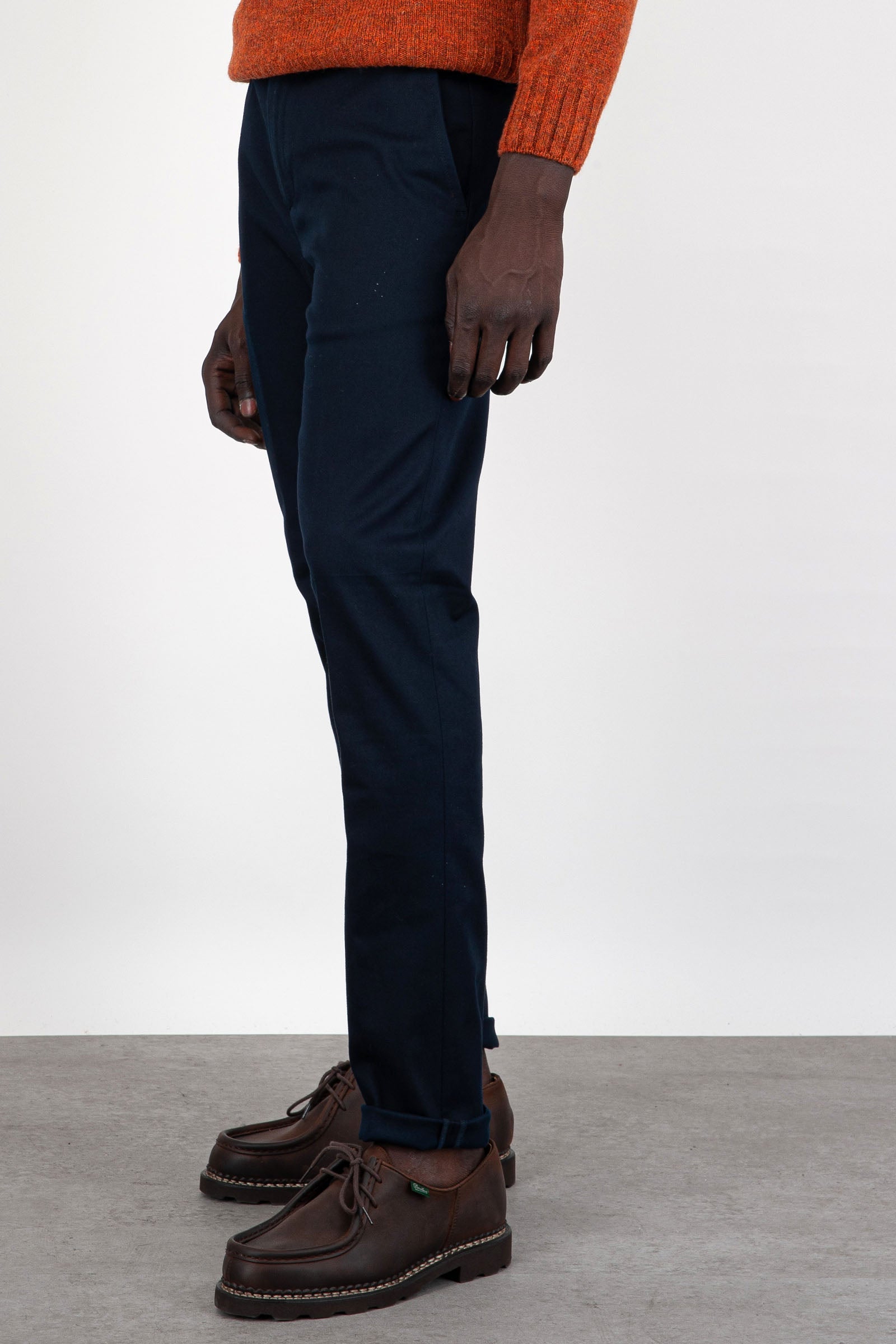 "Mike Dark Blue Cotton Trousers for Men" - 1